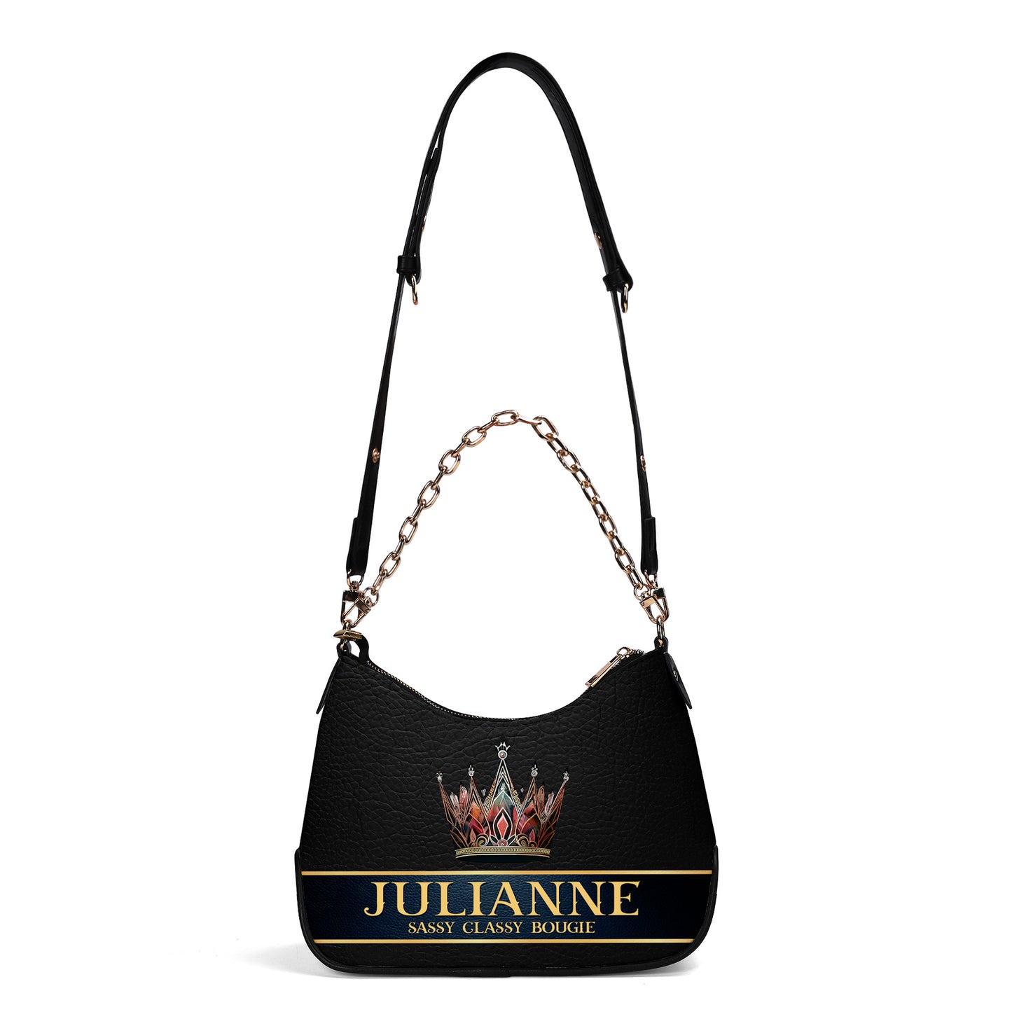 Queen Black - Sac à main bandoulière personnalisé avec chaîne - Q02BCH