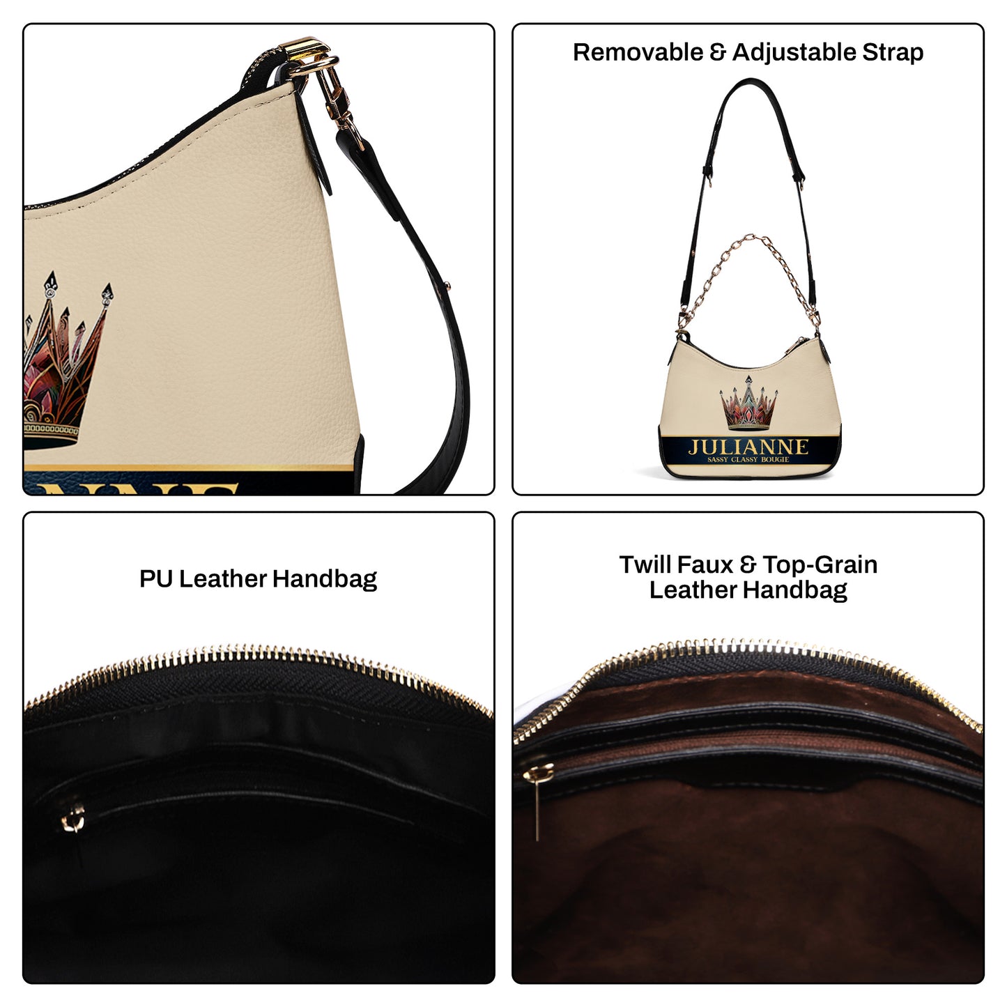 Queen Beige - Bolso bandolera con cadena personalizado - Q02BGCH
