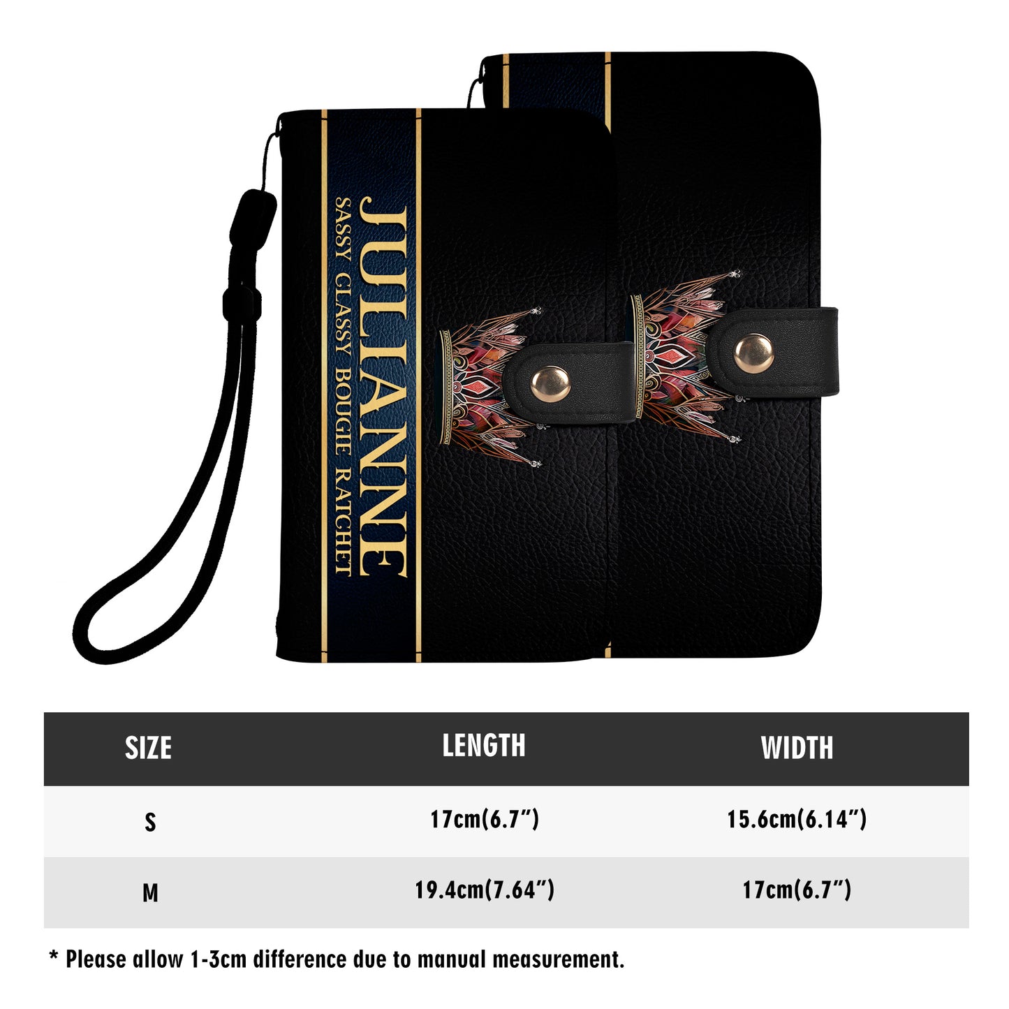 Queen Black - Portefeuille en cuir personnalisé pour téléphone - Q02BPW