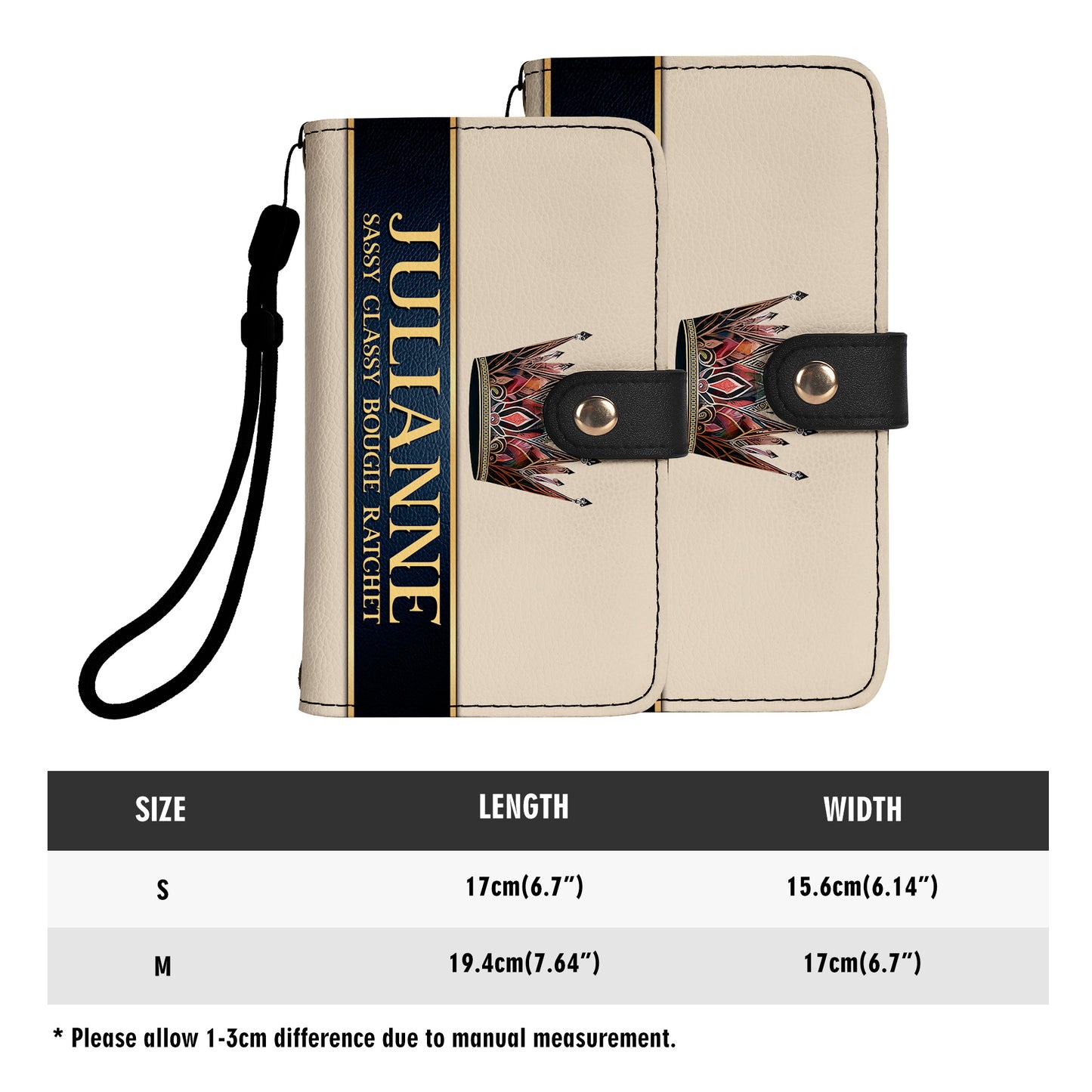 Queen Beige - Cartera de cuero personalizada para teléfono - Q02BGPW