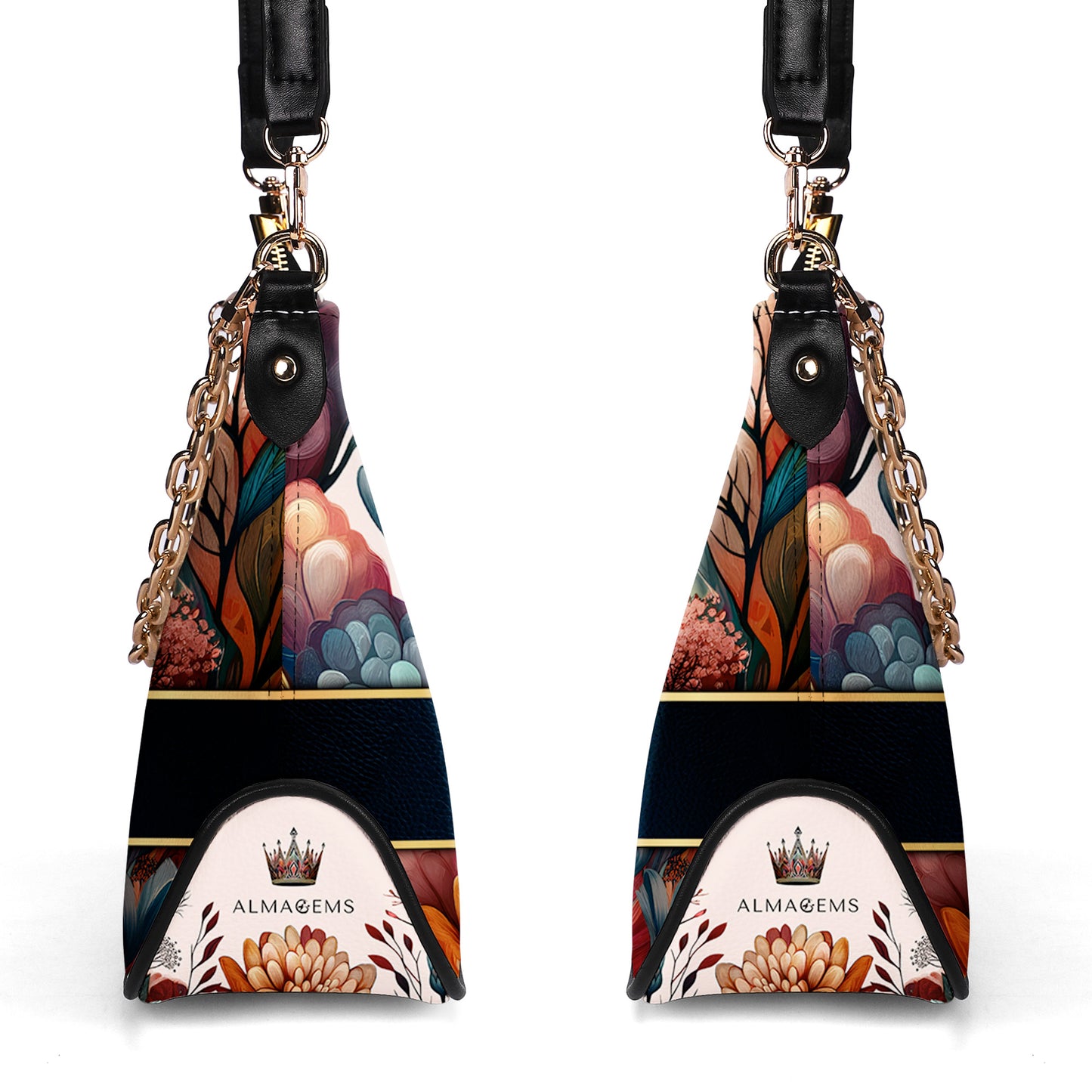 Queen Flowers - Bolso bandolera personalizado con cadena - Q02FCH