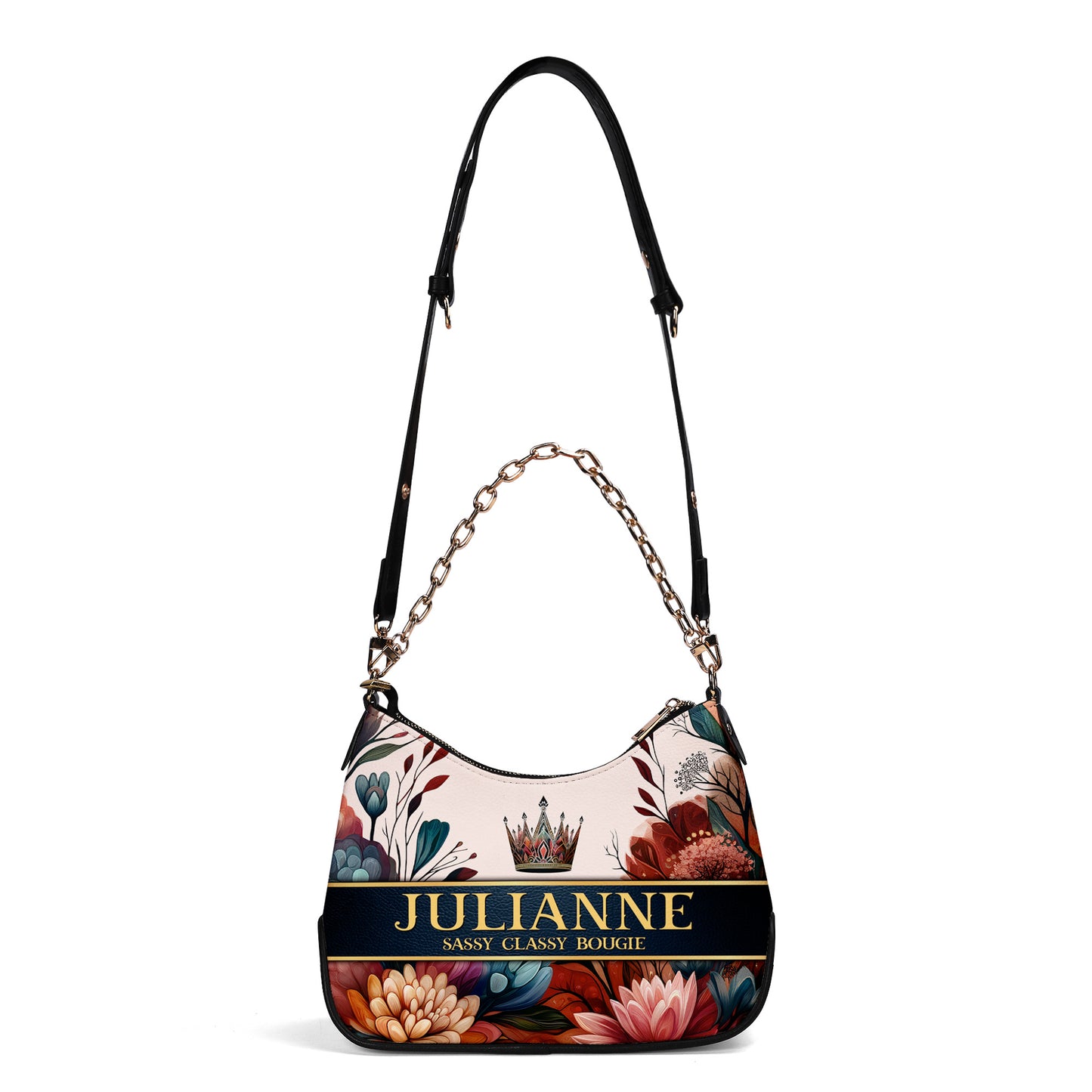 Queen Flowers - Bolso bandolera personalizado con cadena - Q02FCH