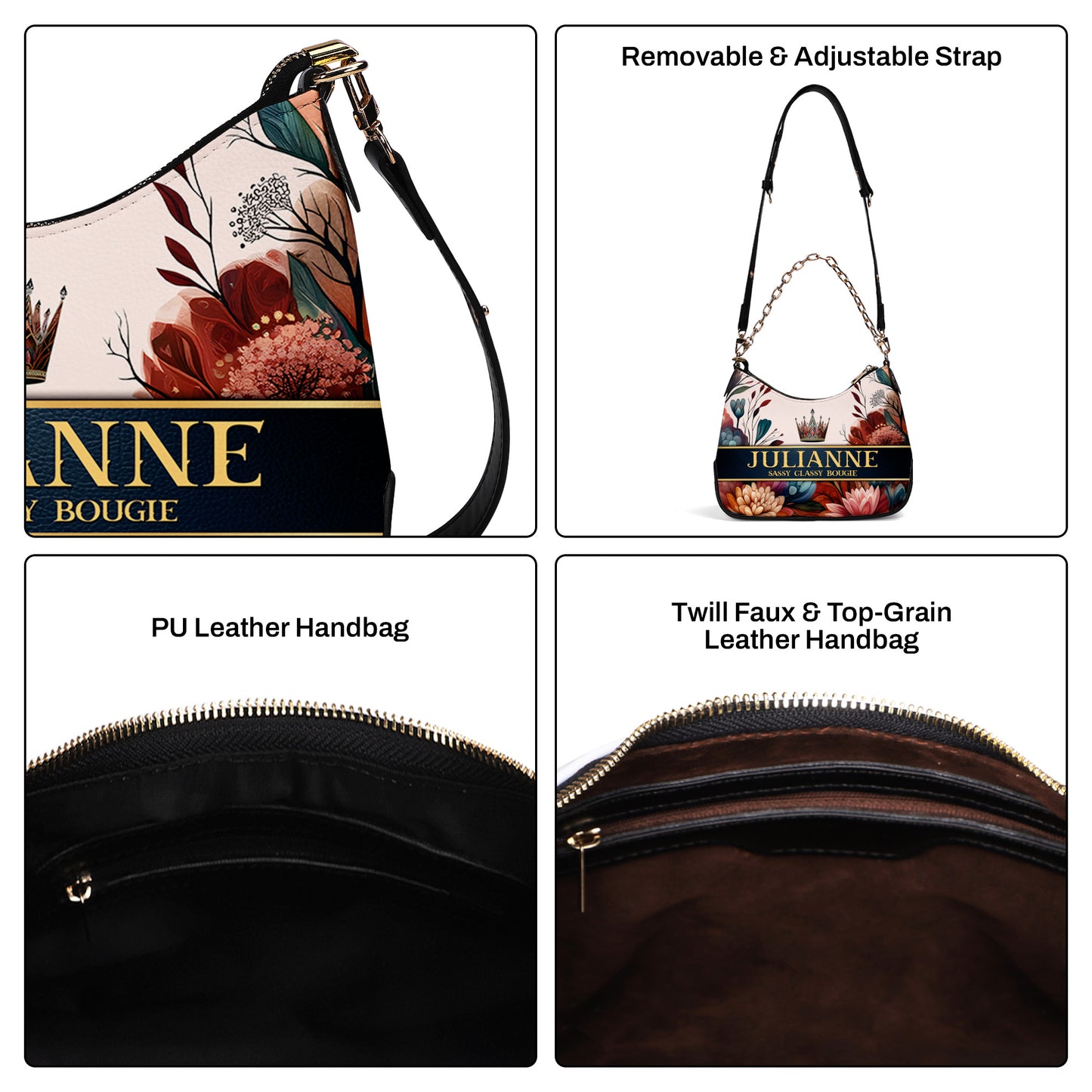 Queen Flowers - Bolso bandolera personalizado con cadena - Q02FCH