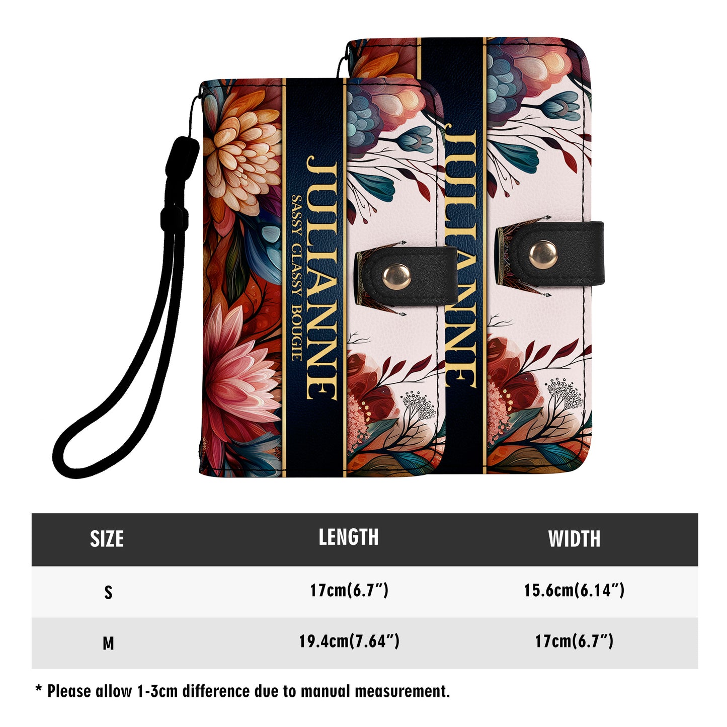 Cartera de cuero personalizada para teléfono Queen Flowers - Q02FPW