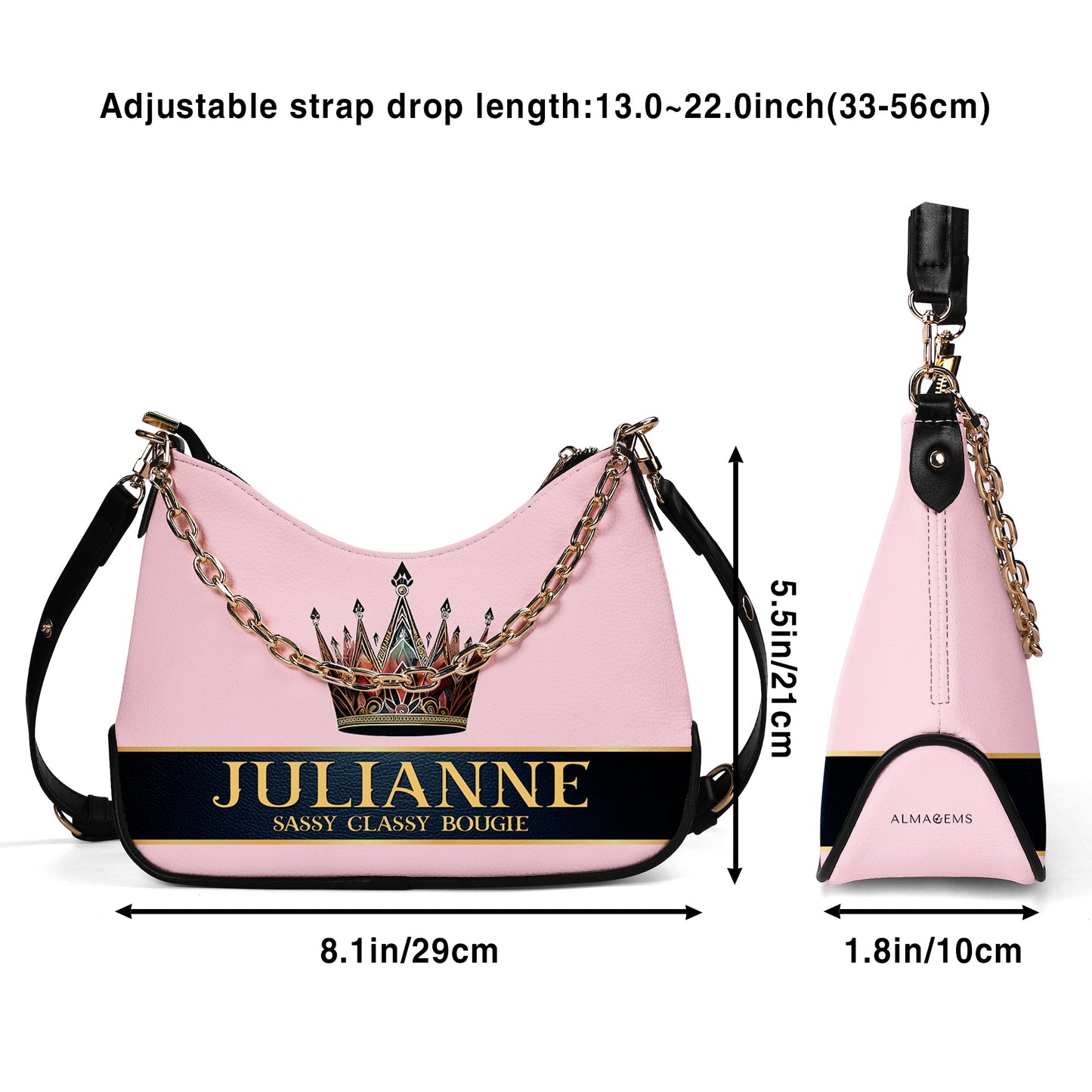 Queen Pink - Bolso bandolera con cadena personalizado - Q02PCH