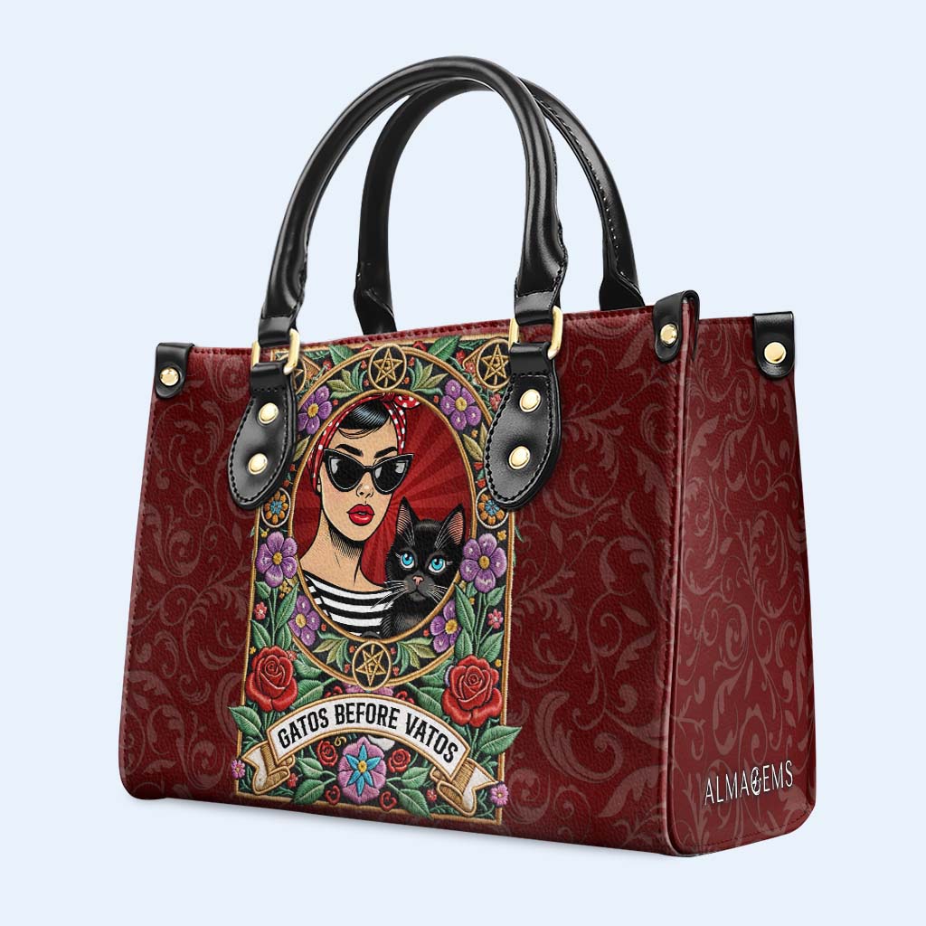 GATOS BEFORE VATOS - Sac à main en cuir personnalisé - QCUS036_HB