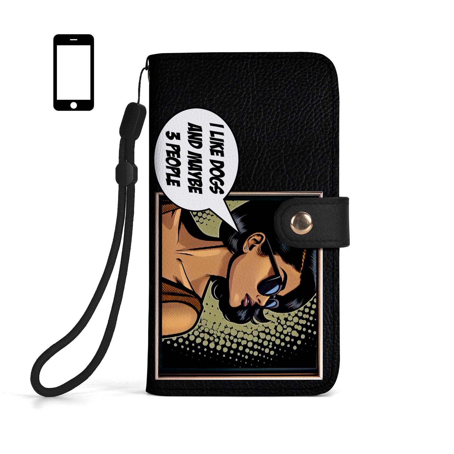 Personalice con arte y texto personalizados - Billetera de cuero personalizada para teléfono - QCUSTOM01PW