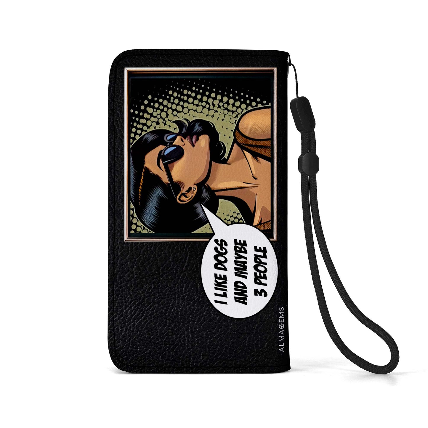 Personalice con arte y texto personalizados - Billetera de cuero personalizada para teléfono - QCUSTOM01PW