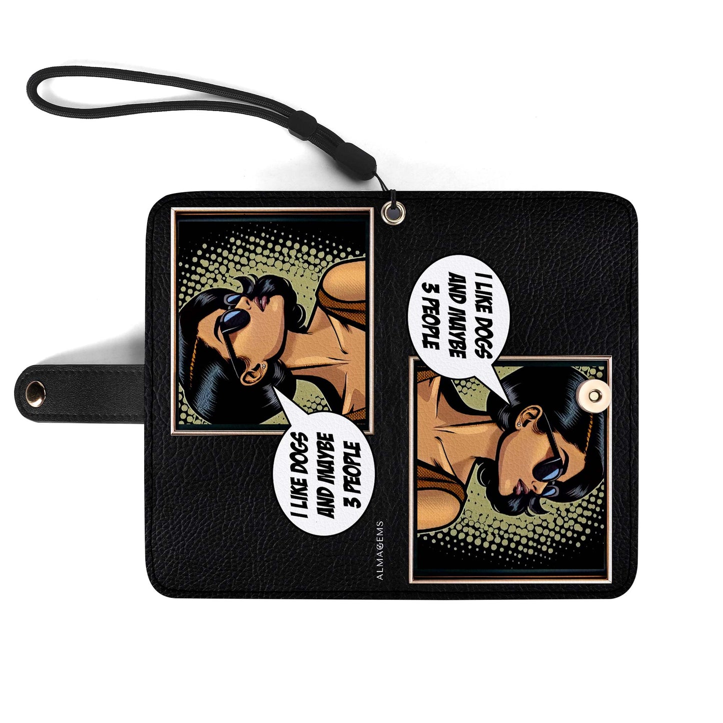 Personalice con arte y texto personalizados - Billetera de cuero personalizada para teléfono - QCUSTOM01PW