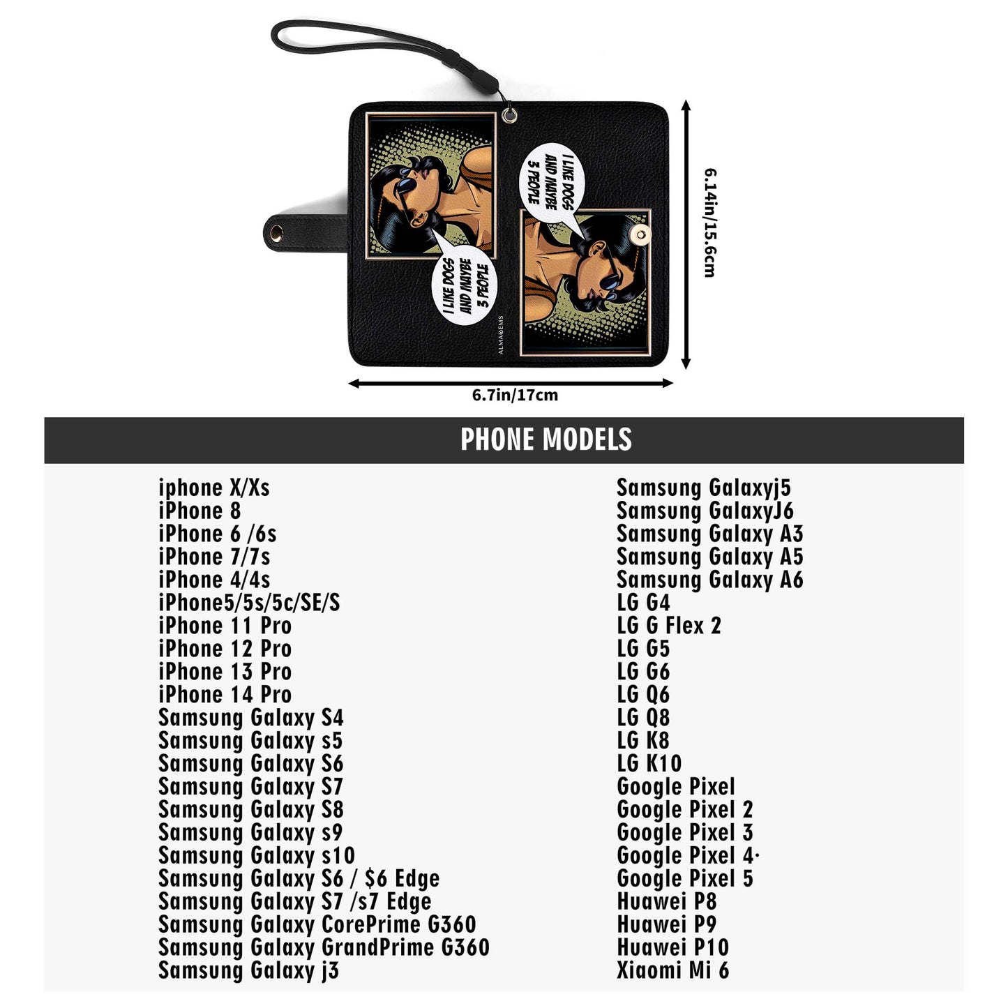 Personalice con arte y texto personalizados - Billetera de cuero personalizada para teléfono - QCUSTOM01PW