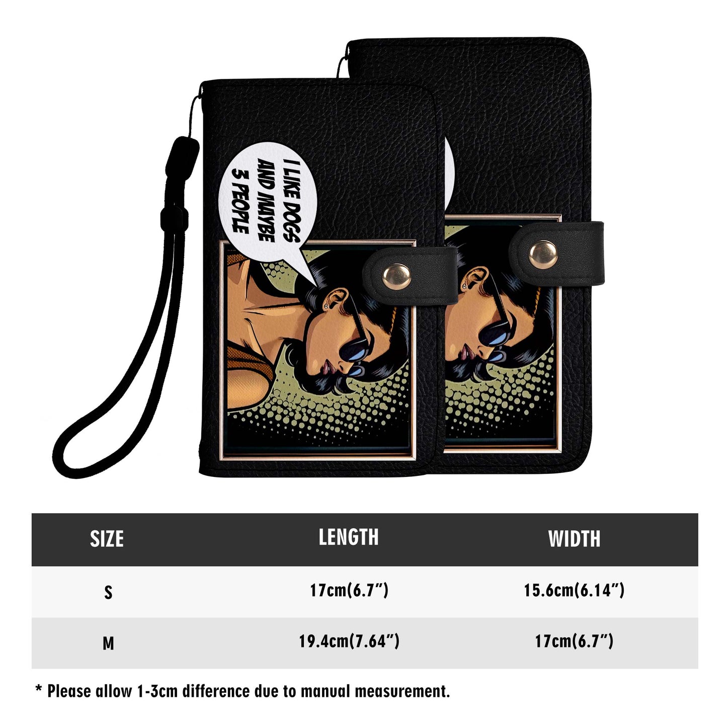 Personalice con arte y texto personalizados - Billetera de cuero personalizada para teléfono - QCUSTOM01PW