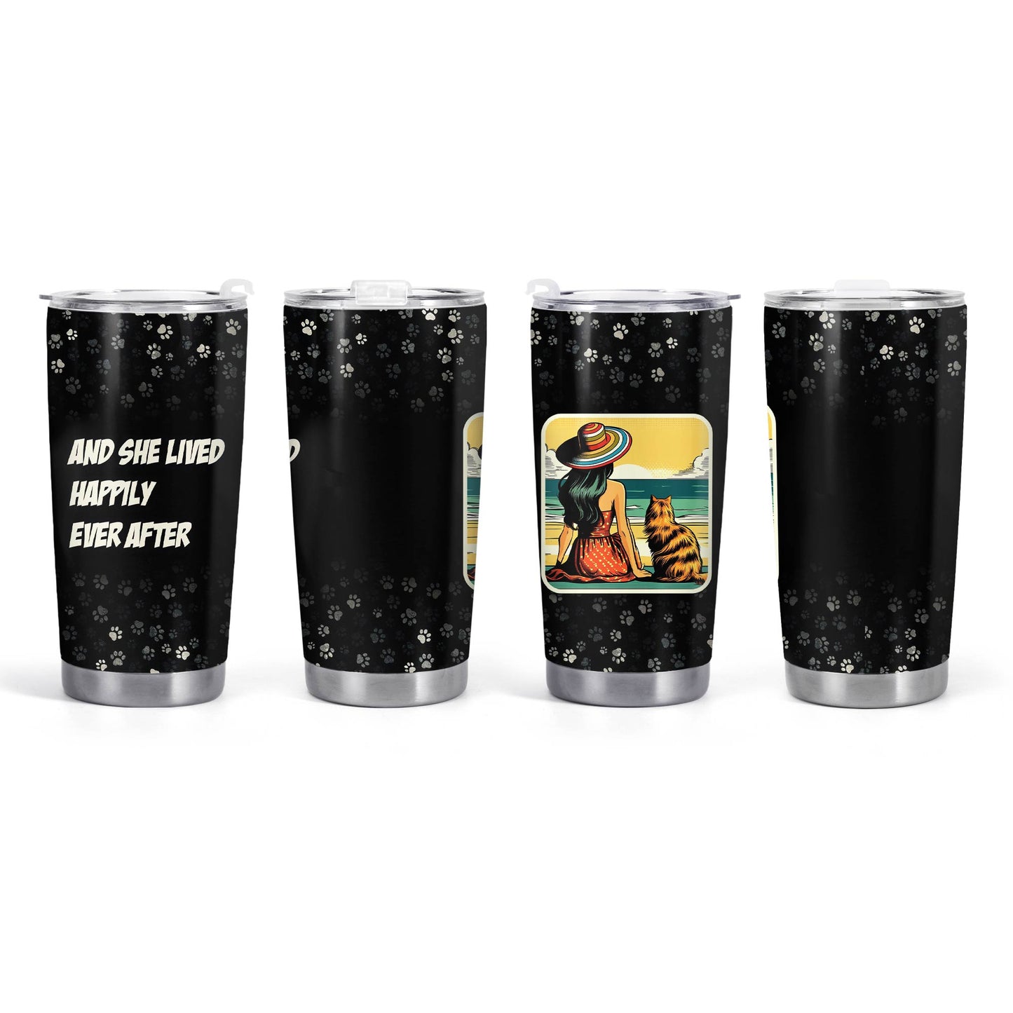 Arte cómico personalizado con tu mascota - Vaso de acero inoxidable personalizado de 20 oz y 30 oz - QCUSTOM03TB