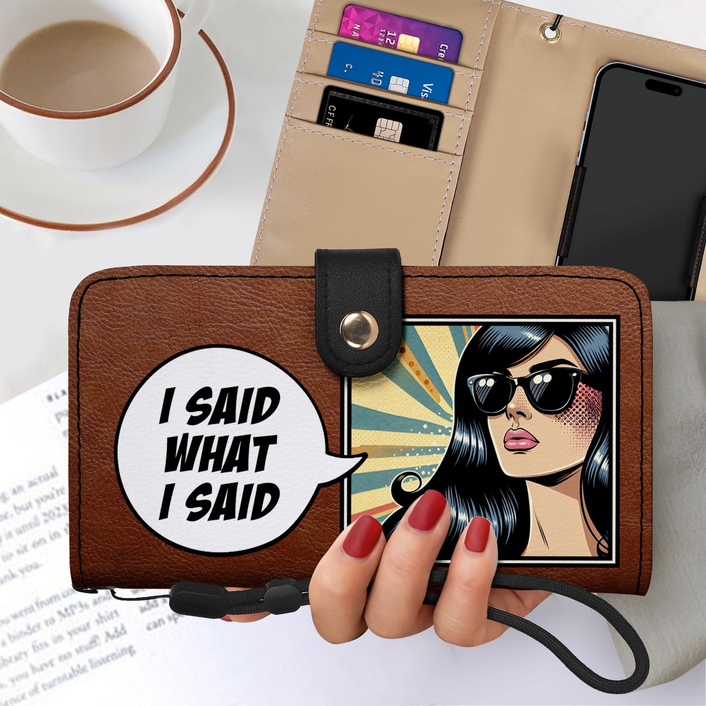 Portefeuille en cuir personnalisé pour téléphone - QCUSTOM10PW