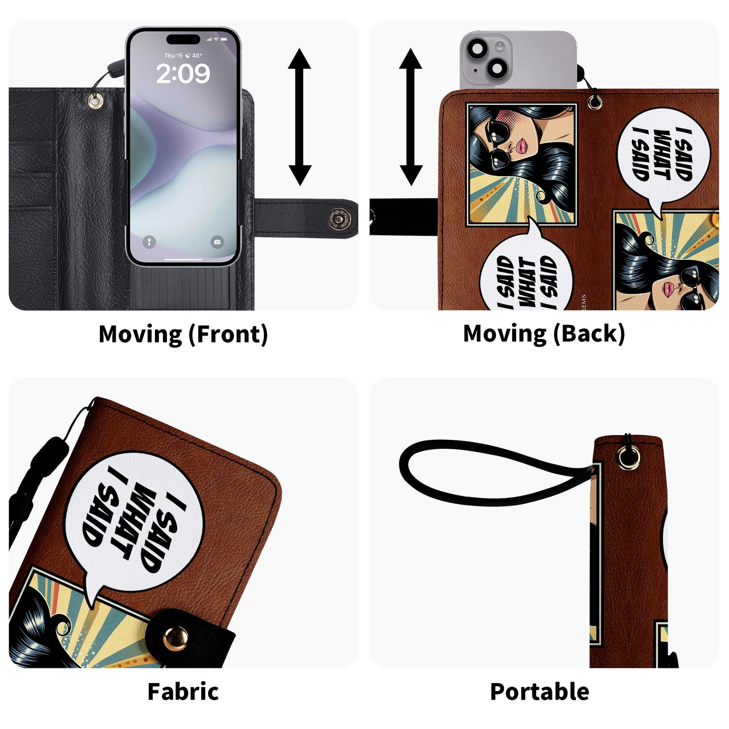 Portefeuille en cuir personnalisé pour téléphone - QCUSTOM10PW