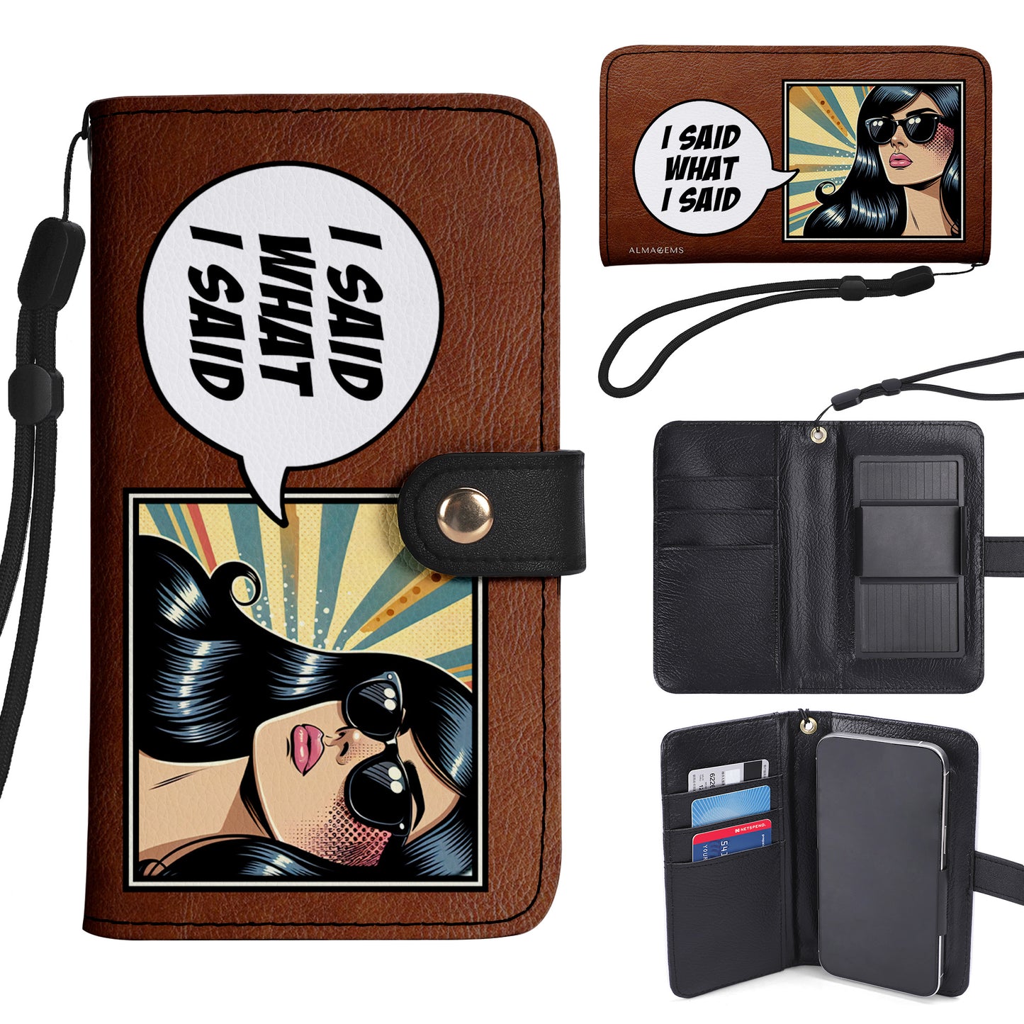 Portefeuille en cuir personnalisé pour téléphone - QCUSTOM10PW