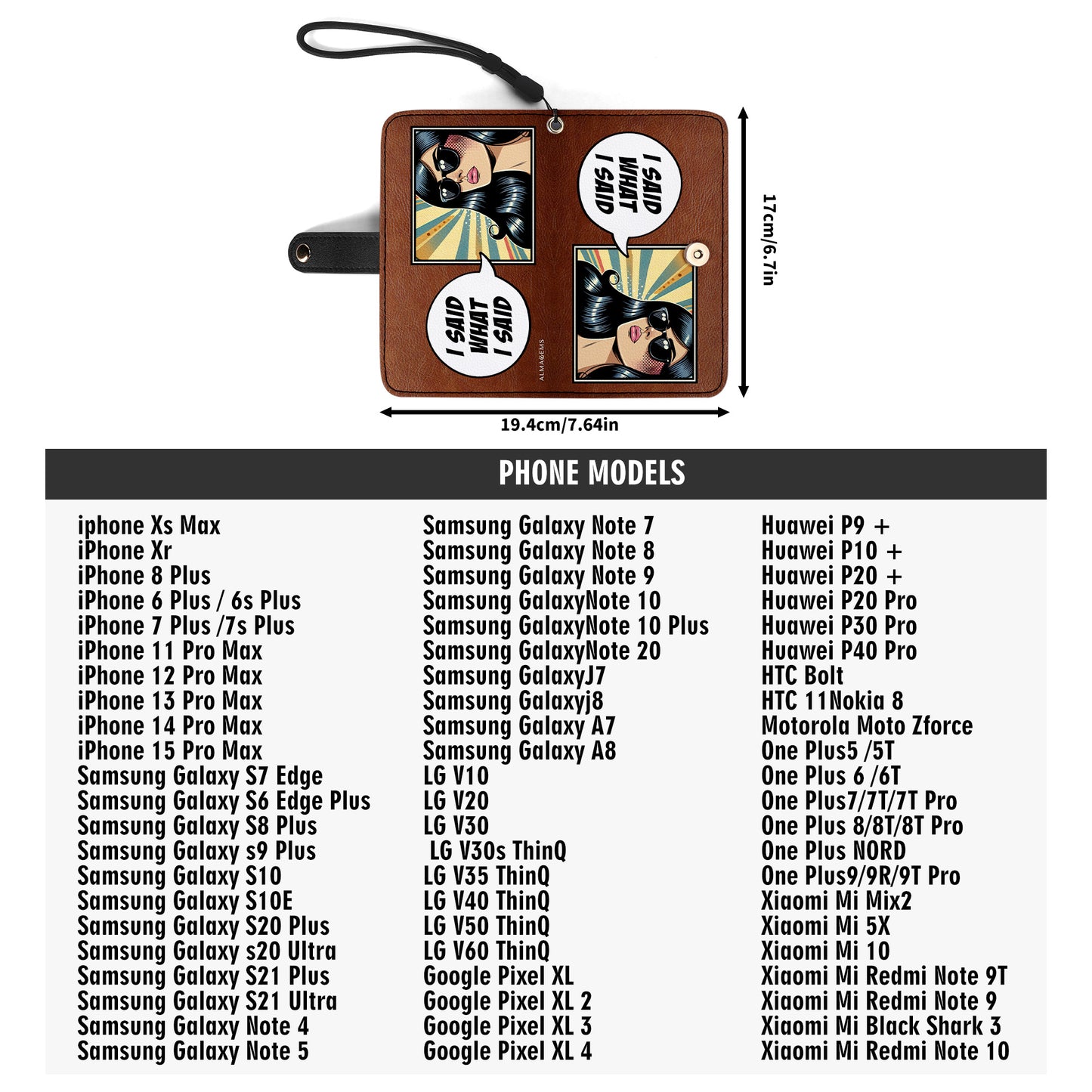 Portefeuille en cuir personnalisé pour téléphone - QCUSTOM10PW