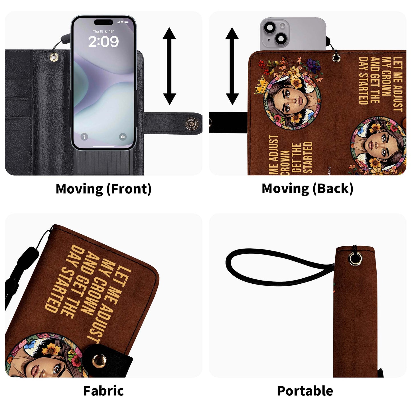 Portefeuille en cuir personnalisé pour téléphone - QCUSTOM13PW