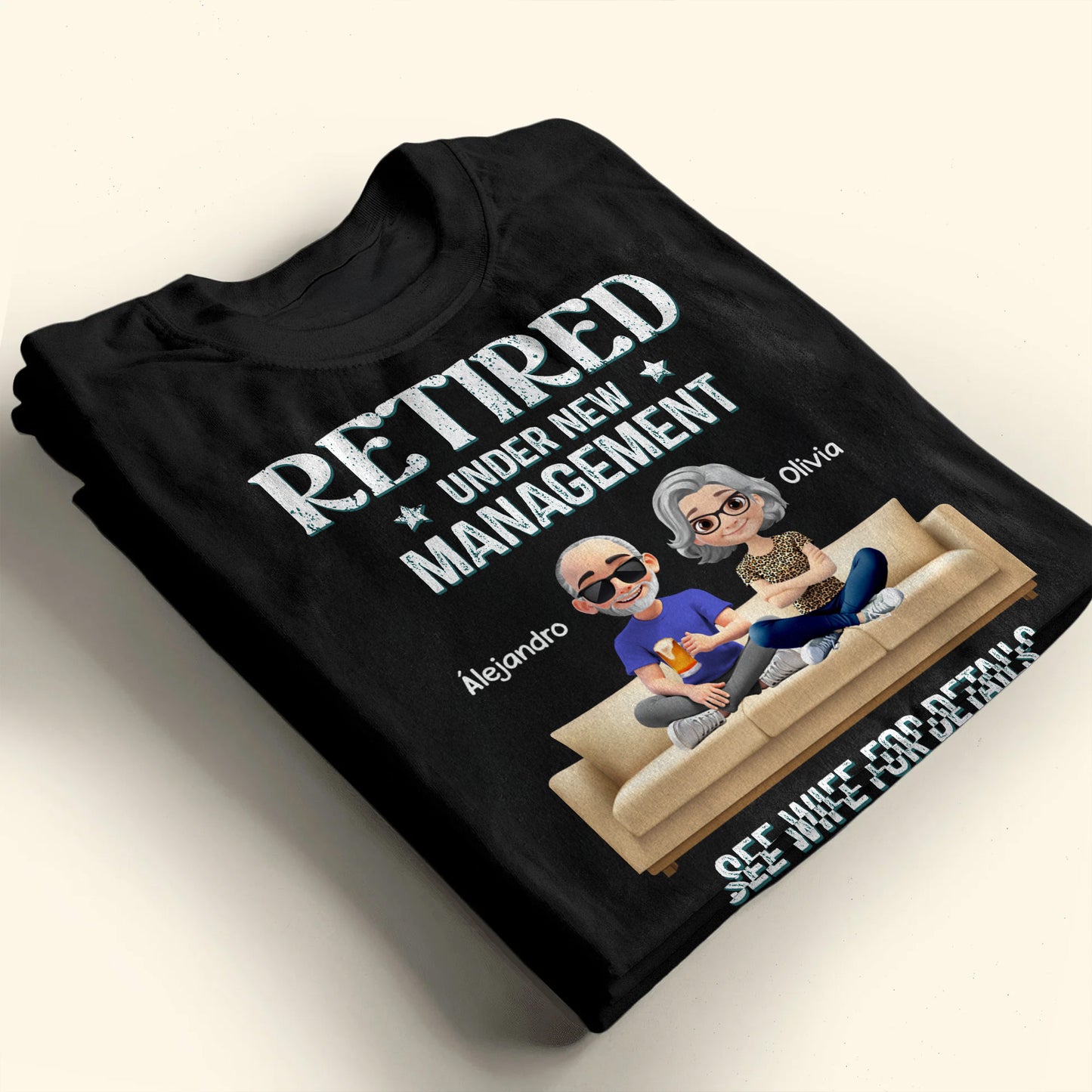 Retired Under New Management See Wife For Details, Couch and Cartoon Couple