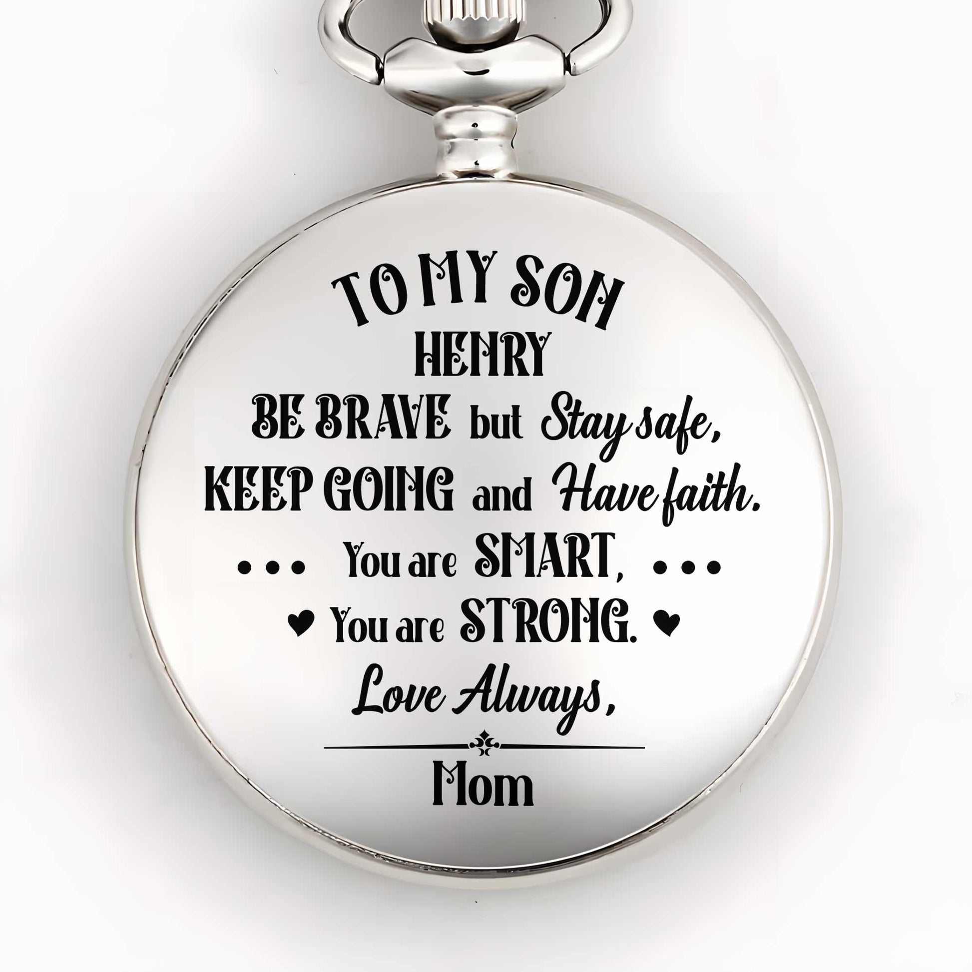 Be Brave But Stay Safe, Keep Going, Silver Plated Watch With Hearts