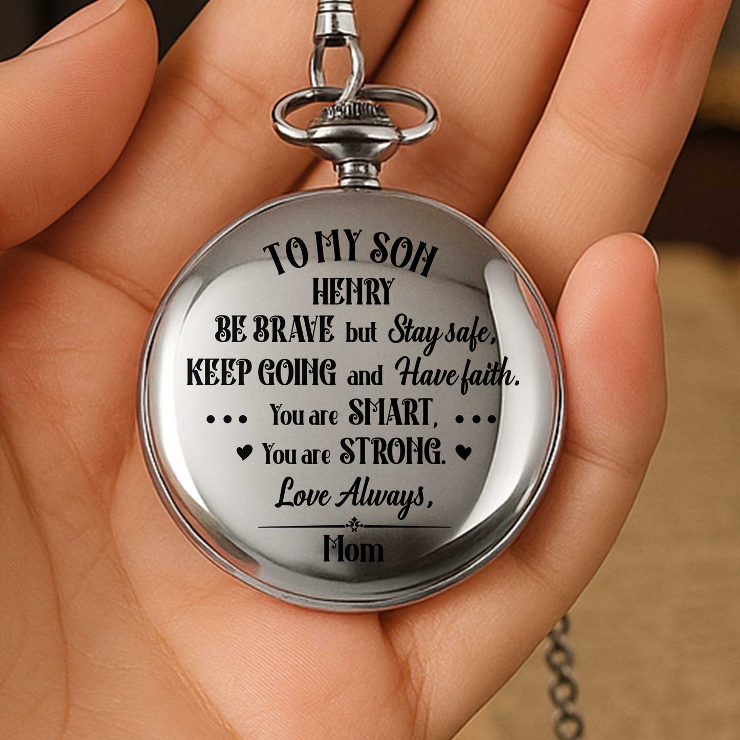 Be Brave But Stay Safe, Keep Going, Silver Plated Watch With Hearts