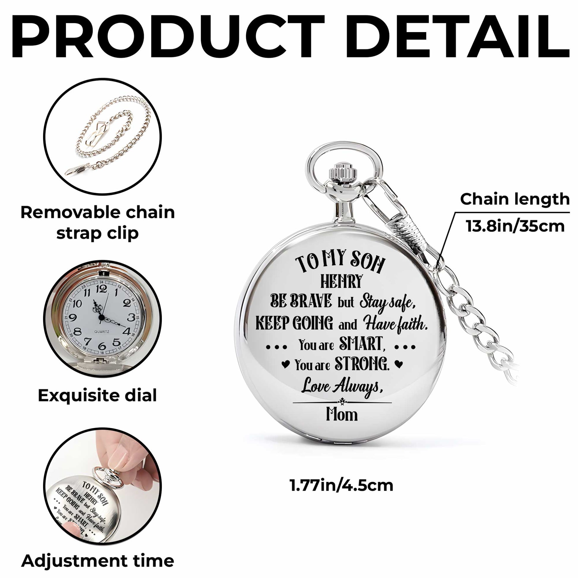 Be Brave But Stay Safe, Keep Going, Silver Plated Watch With Hearts