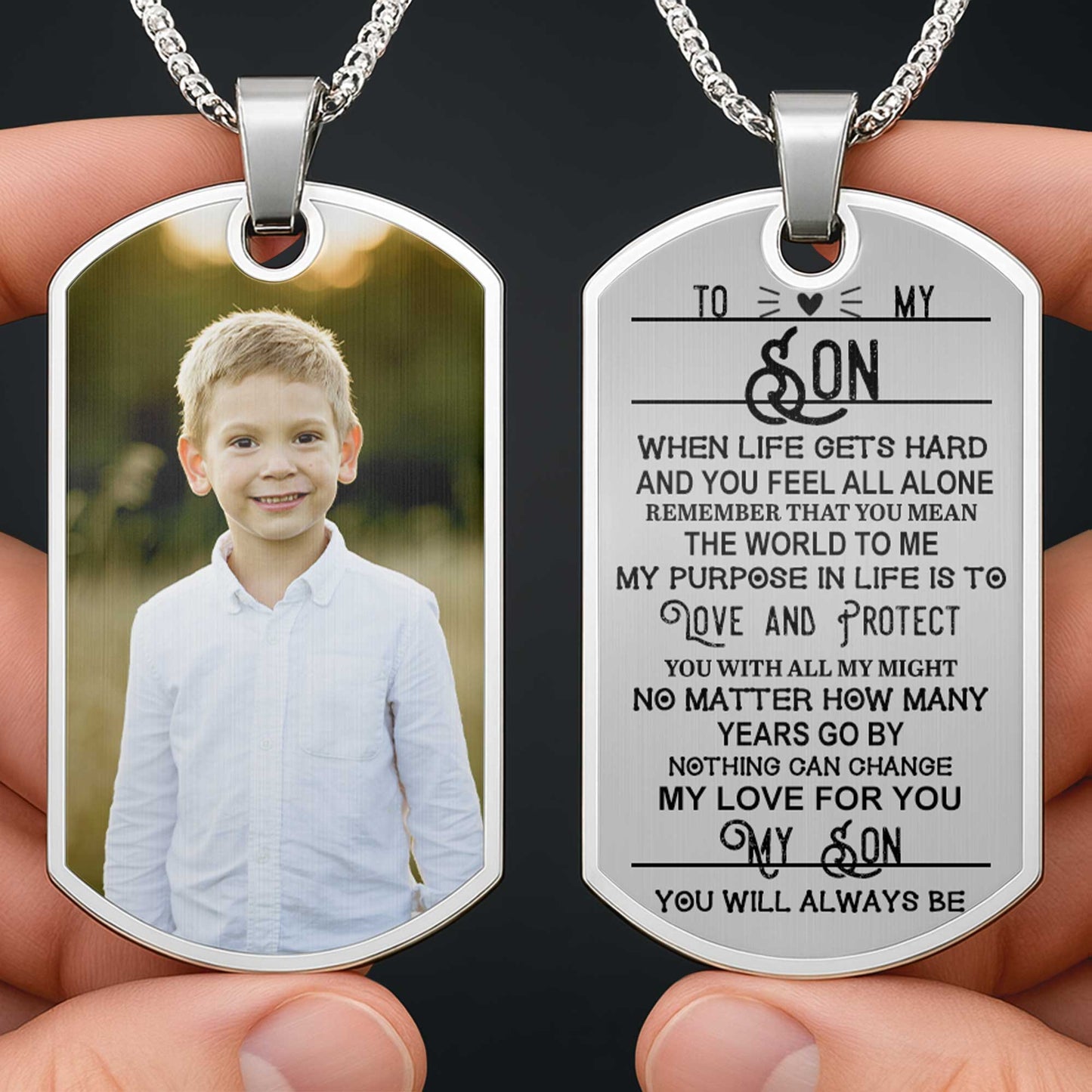 Immortalisez vos précieux moments avec une médaille d'identité personnalisable avec votre photo préférée - Collier personnalisé avec médaille d'identité - SON017_DTNECK