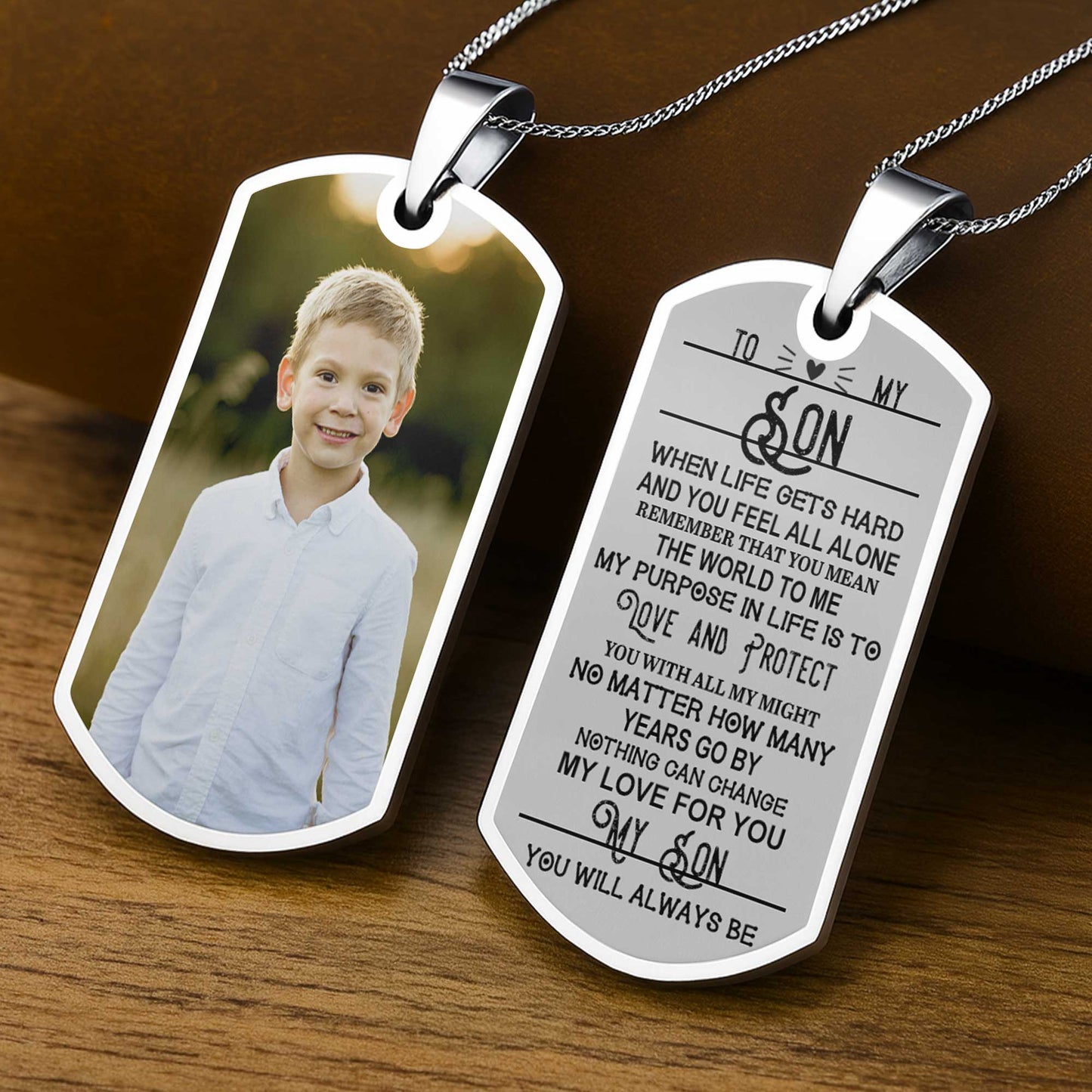 Immortalisez vos précieux moments avec une médaille d'identité personnalisable avec votre photo préférée - Collier personnalisé avec médaille d'identité - SON017_DTNECK