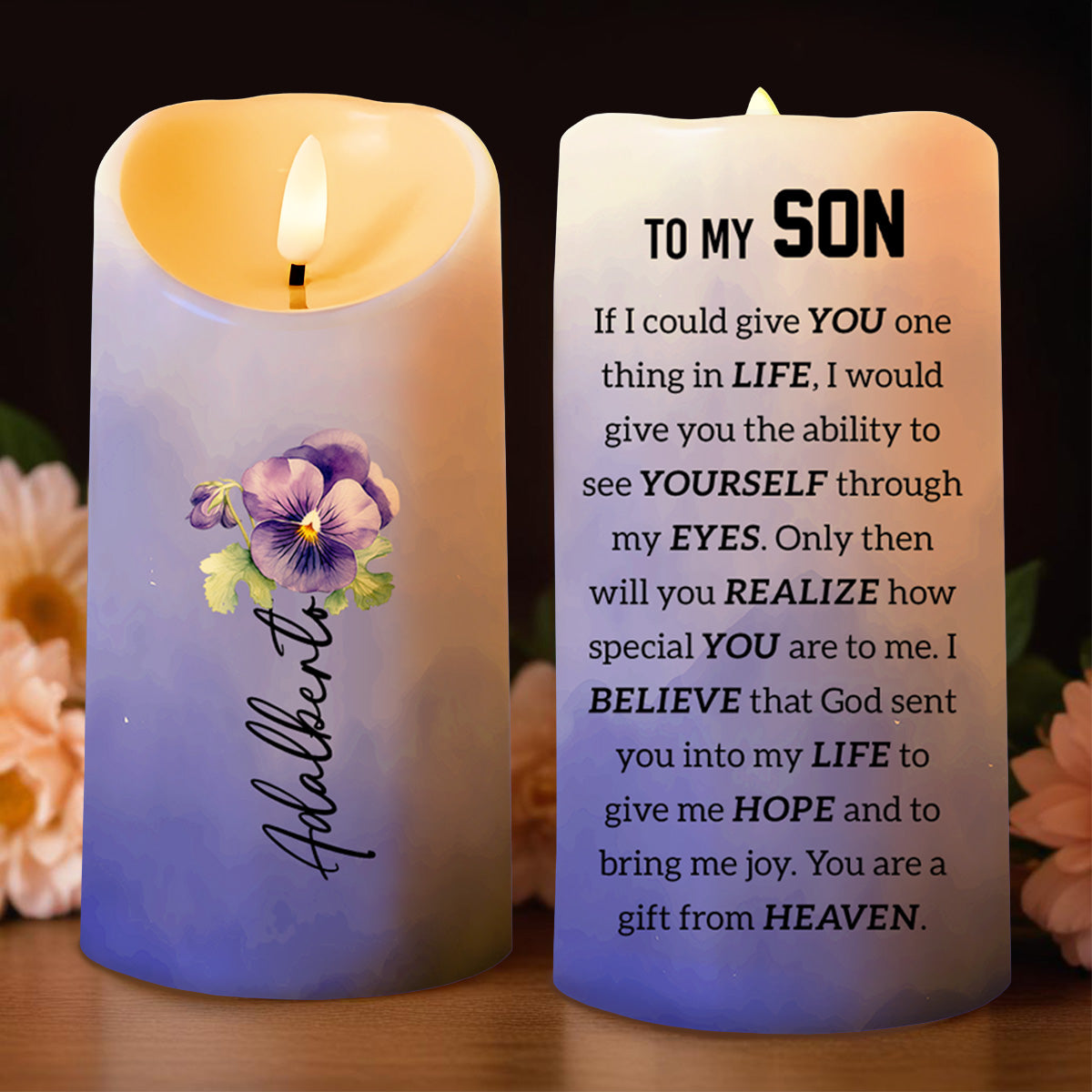 Gift From Heaven Quote With Pansy Flower Design