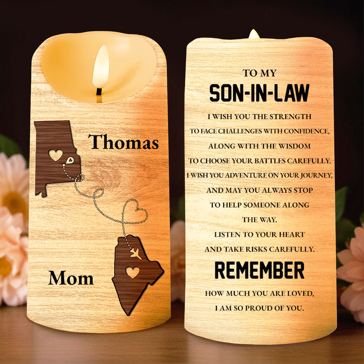 Proud Of You Son-In-Law Wooden Heart Chain Design