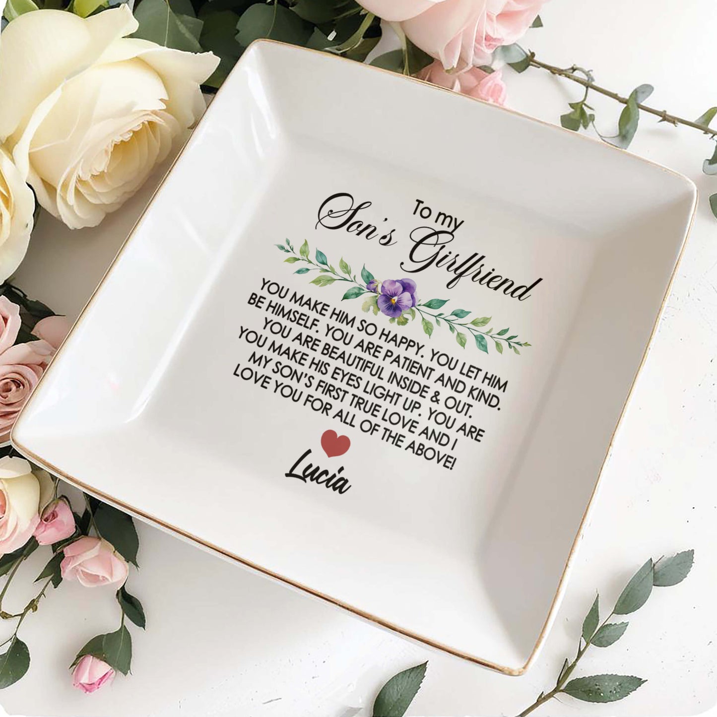 True Love and Happiness Message With Flowers and Heart
