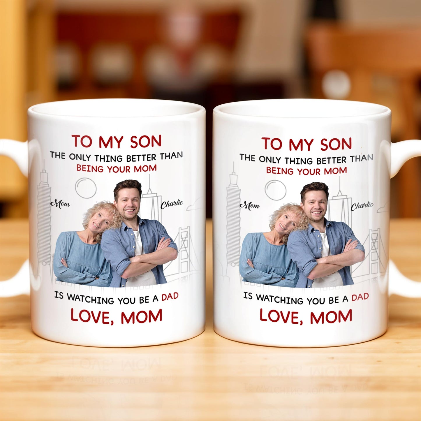 To My Son City Silhouette Custom Mug - Personalized Custom Coffee Mug - SON031_MG