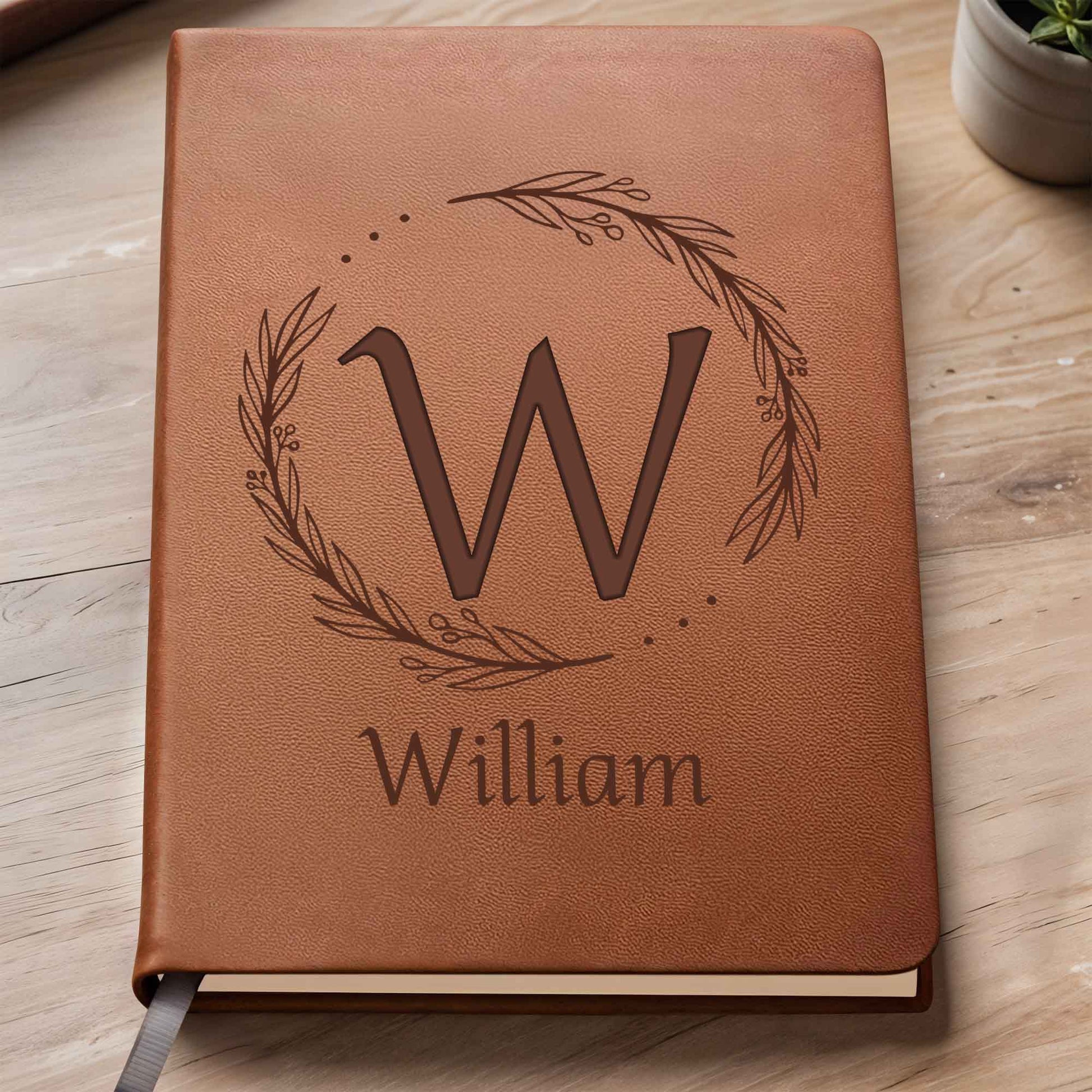 Elegant Monogrammed Journal With Leaves