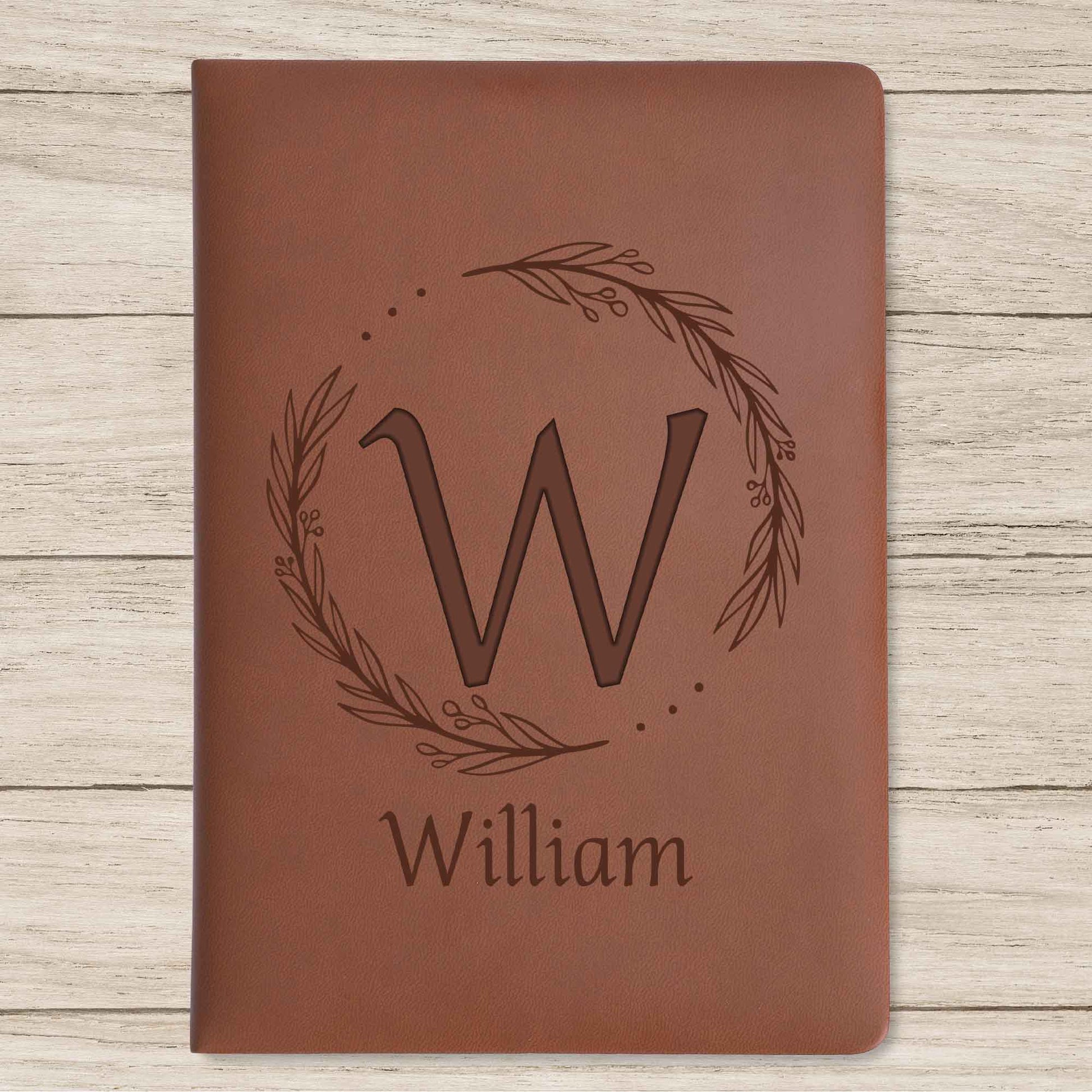 Elegant Monogrammed Journal With Leaves