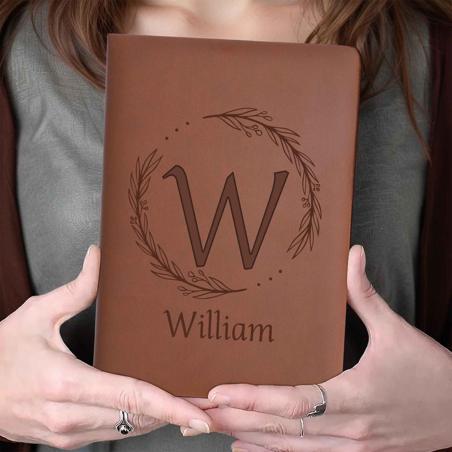 Elegant Monogrammed Journal With Leaves