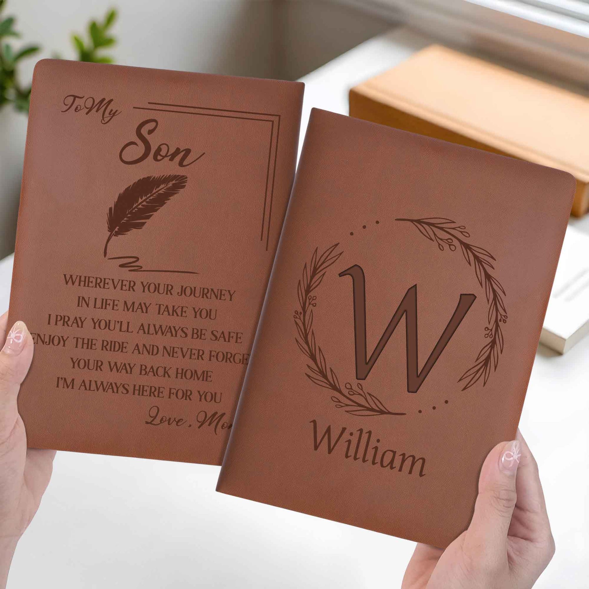 Elegant Monogrammed Journal With Leaves