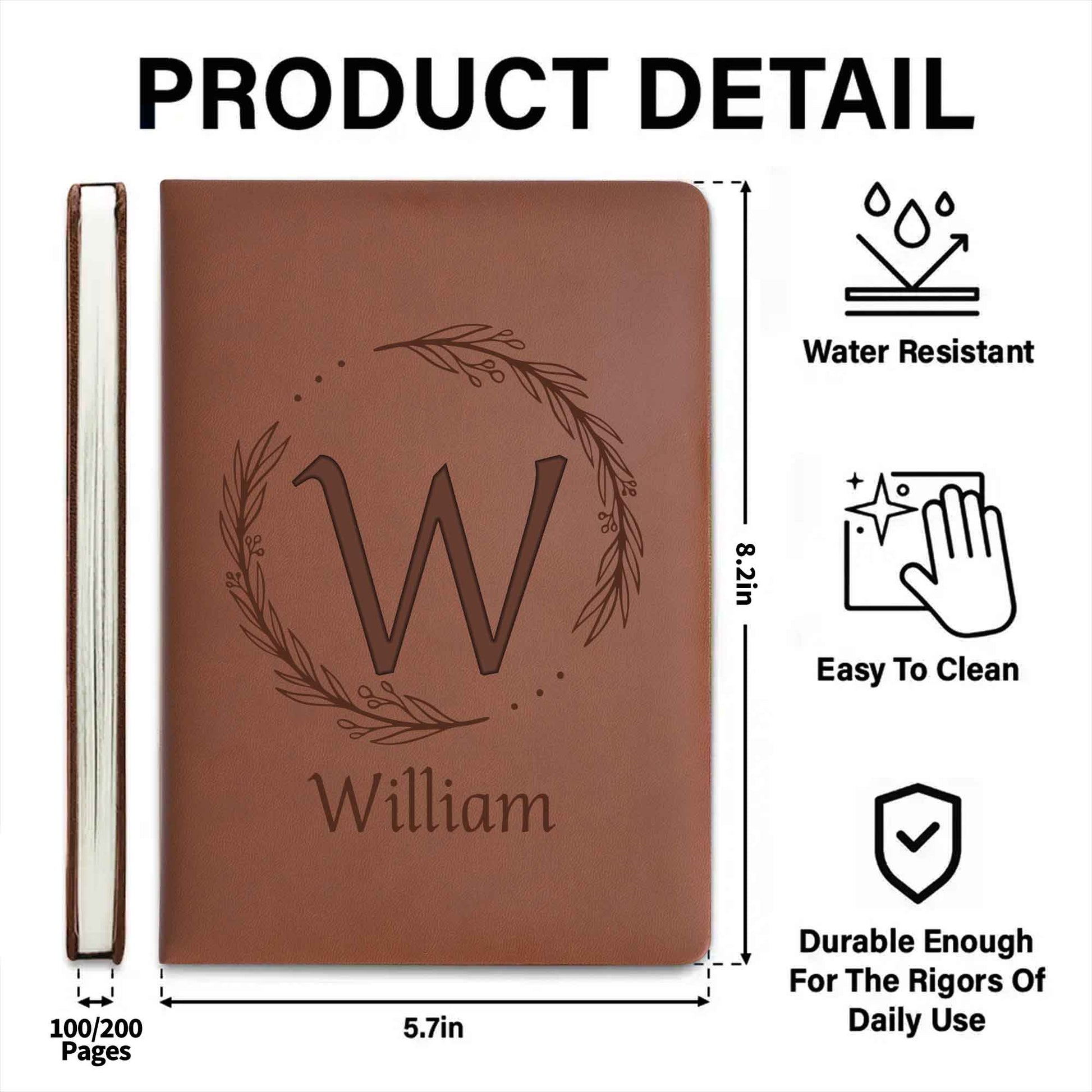 Elegant Monogrammed Journal With Leaves