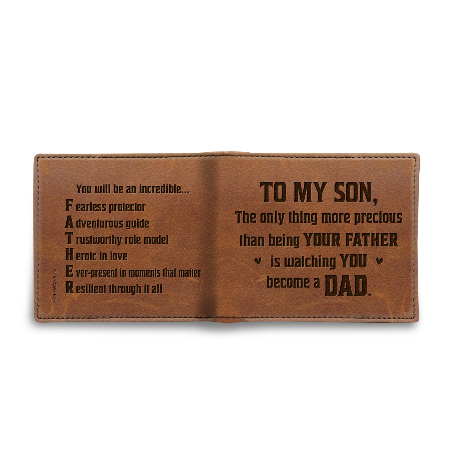 TO MY SON, The Only Thing More Precious Than Being Your Father, Leather Wallet