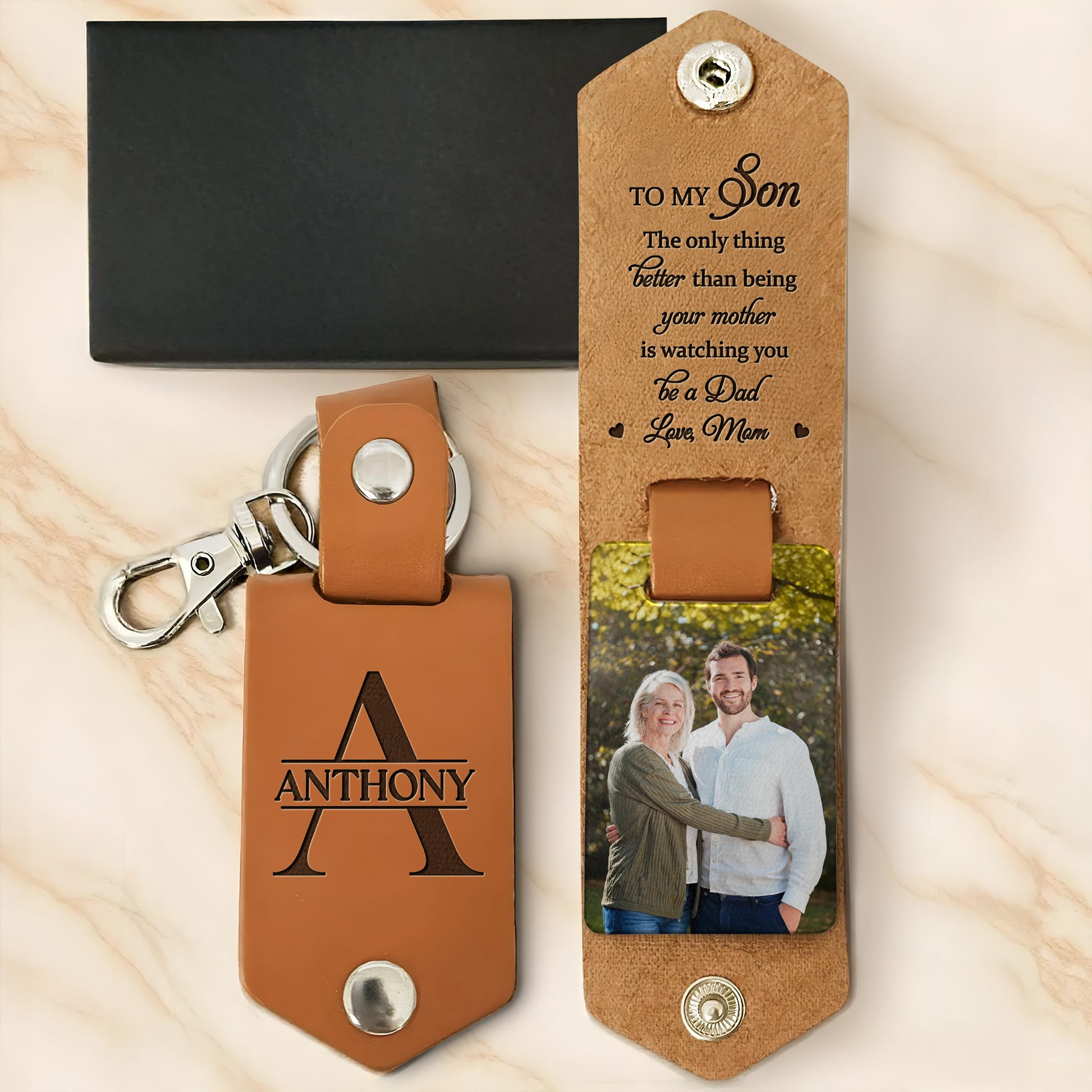 To My Son, The Only Thing Better Than Being Your Mother, Leather Keychain And Photo Frame