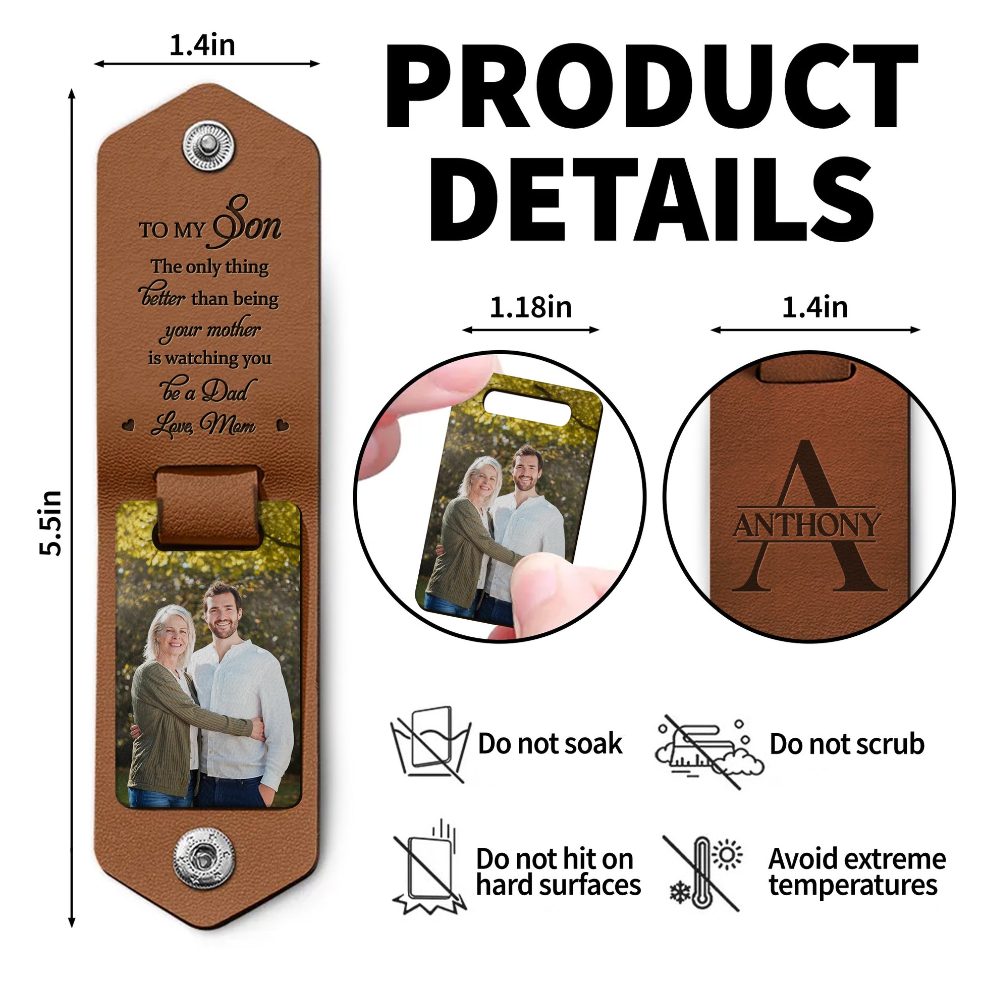 To My Son, The Only Thing Better Than Being Your Mother, Leather Keychain And Photo Frame