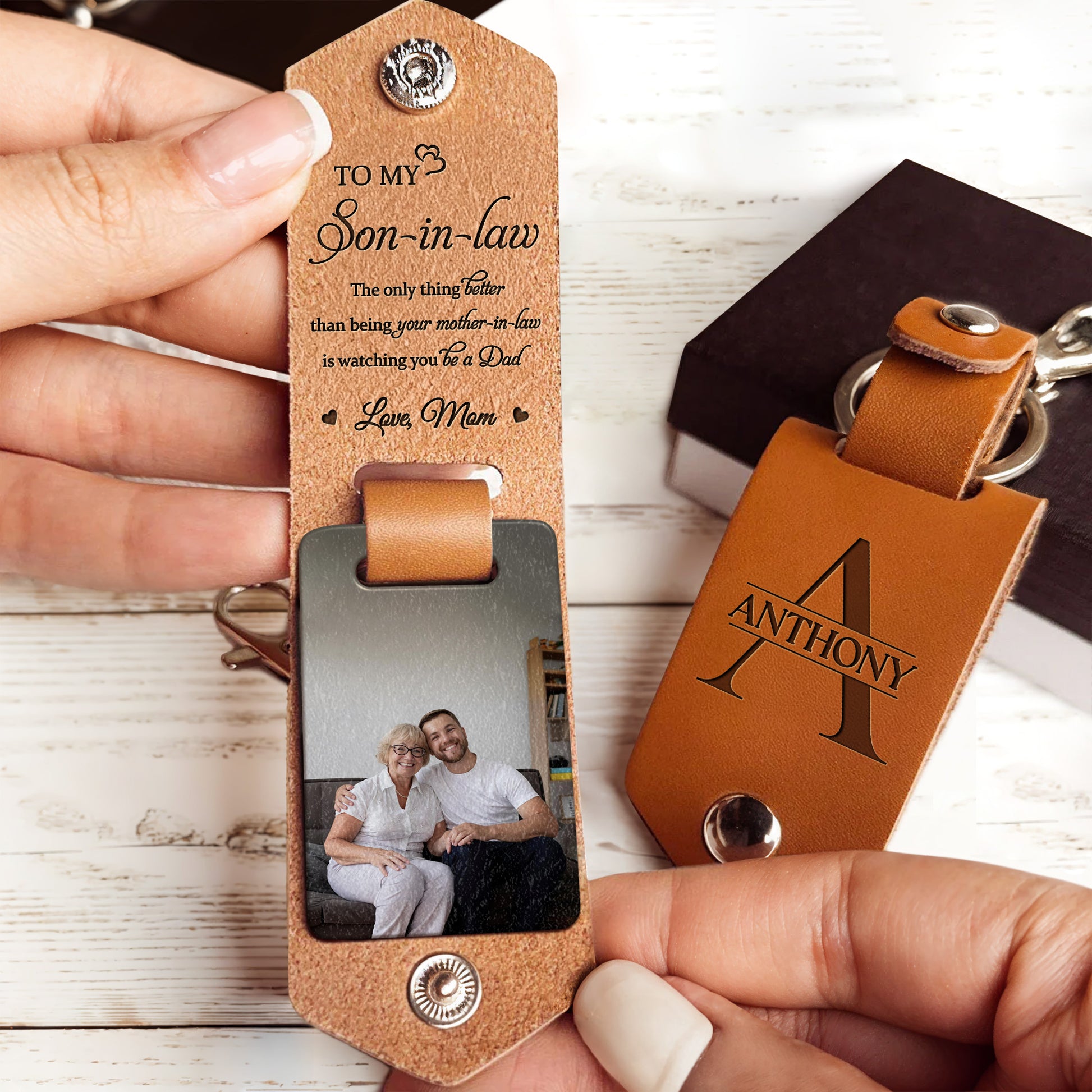 To My Son-In-Law, The Only Thing Better Than Being Your Mother-In-Law, Leather and Photo Slot