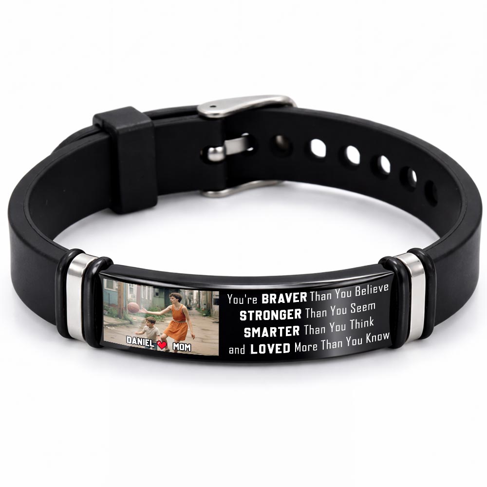 Wearing This Bracelet As A Reminder Braver Stronger Smarter Loved Personalized Photo - Personalized Custom Silicone Bracelet - SON127_SILB