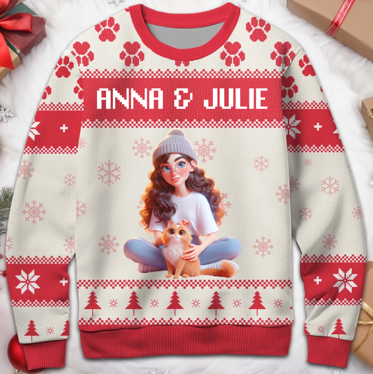 Celebrate The Joyful Bond Between You And Your Furry Friend - Personalized Custom Ugly Sweatshirt, Unisex Wool Jumper - PET028_TWS