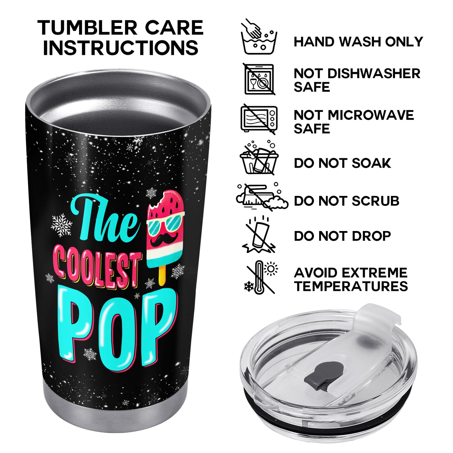The Coolest Pop - Gobelet personnalisé en acier inoxydable 20 oz 30 oz - TB_FM05