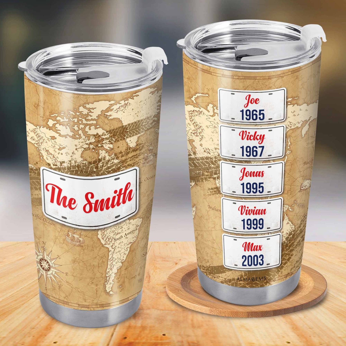 Apellido - Vaso de acero inoxidable personalizado de 20 oz y 30 oz - TB_FM14