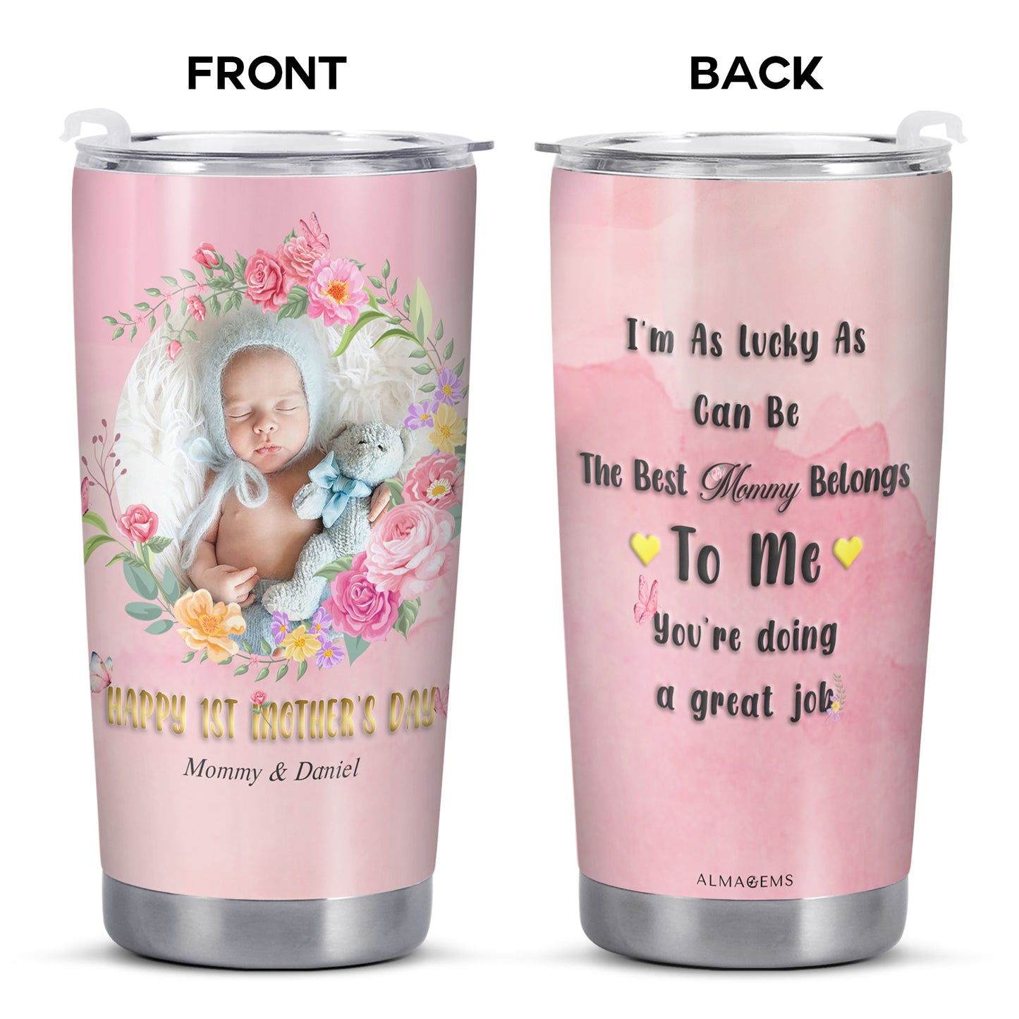 Fête des Mères - Gobelet personnalisé en acier inoxydable 20 oz 30 oz - TB_FM15