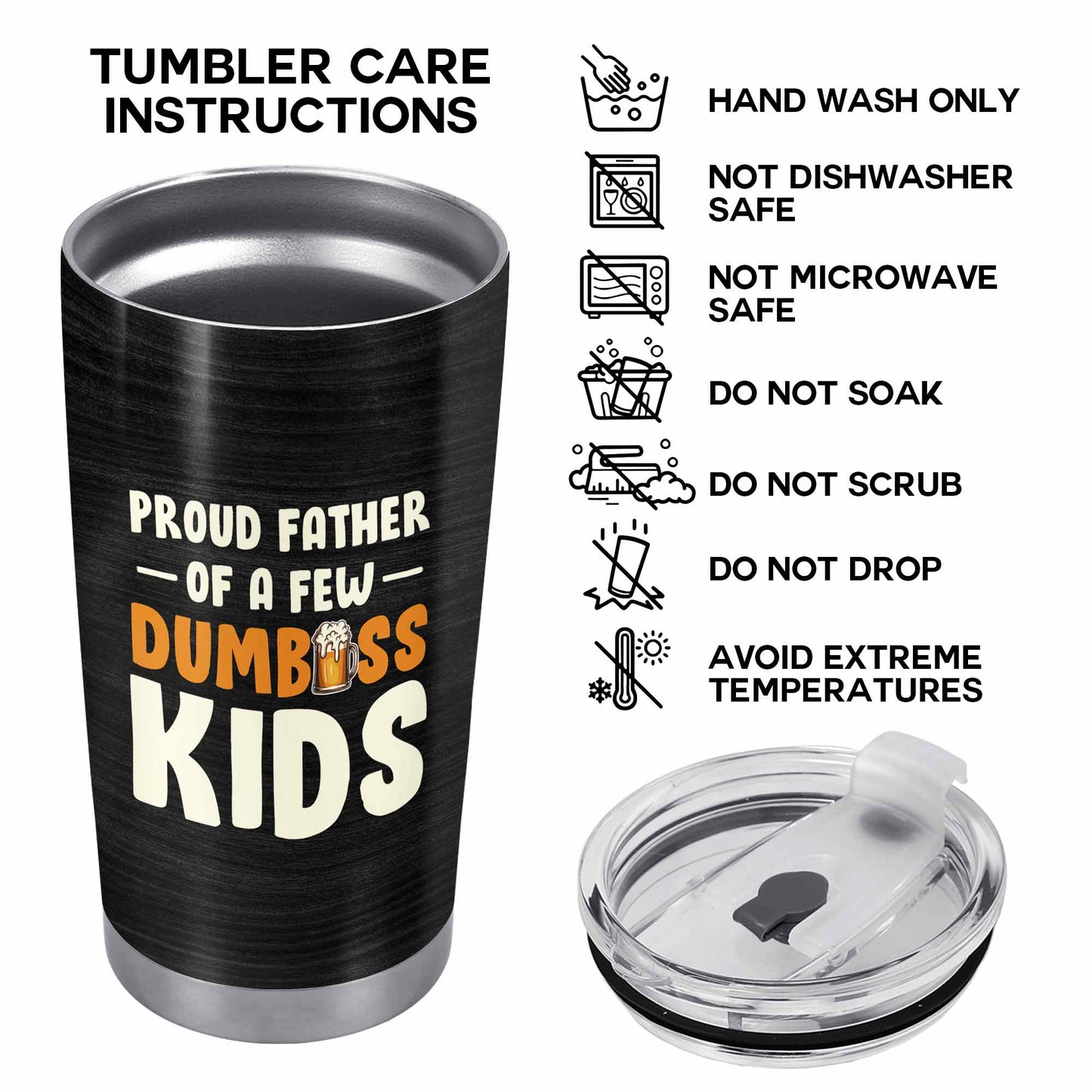 Orgulloso padre de unos cuantos niños tontos - Vaso de acero inoxidable personalizado de 20 oz y 30 oz - TB_FM16