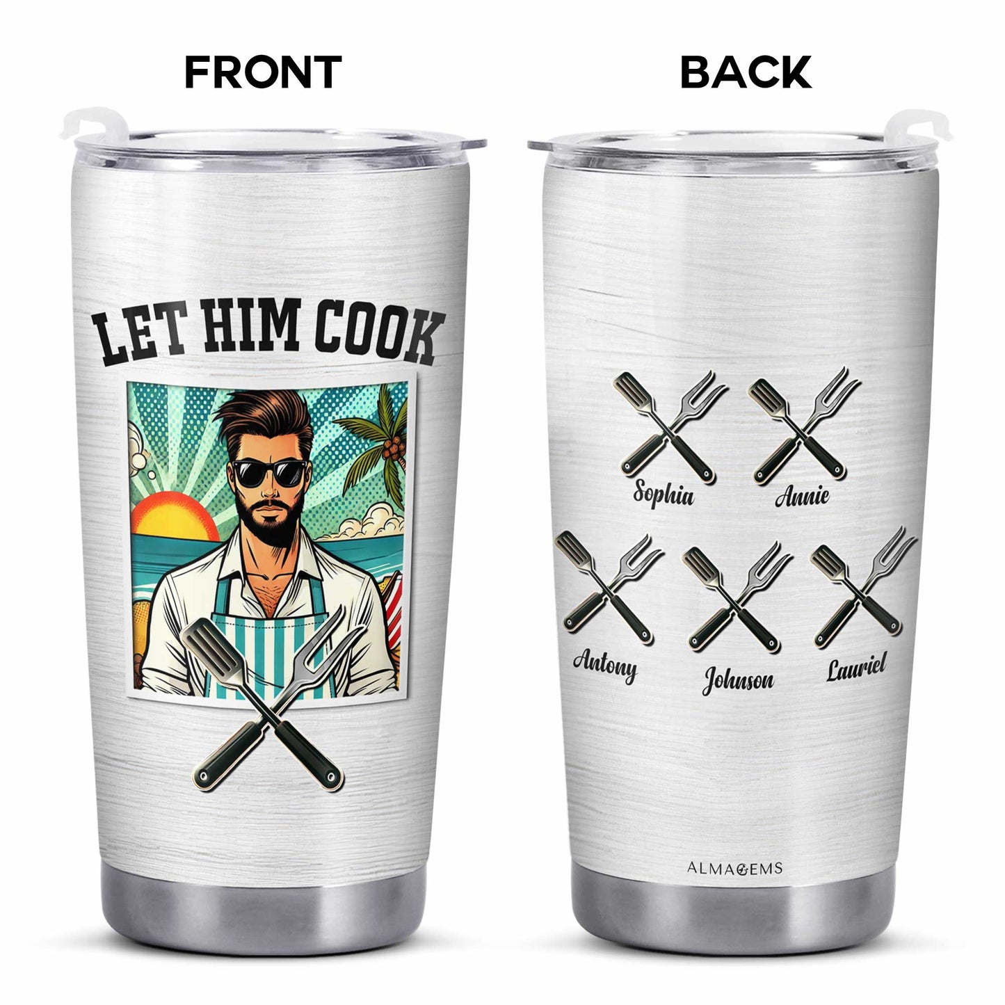 Let Him Cook - Personalized Custom Stainless Steel Tumbler 20oz 30oz - TB_FM19