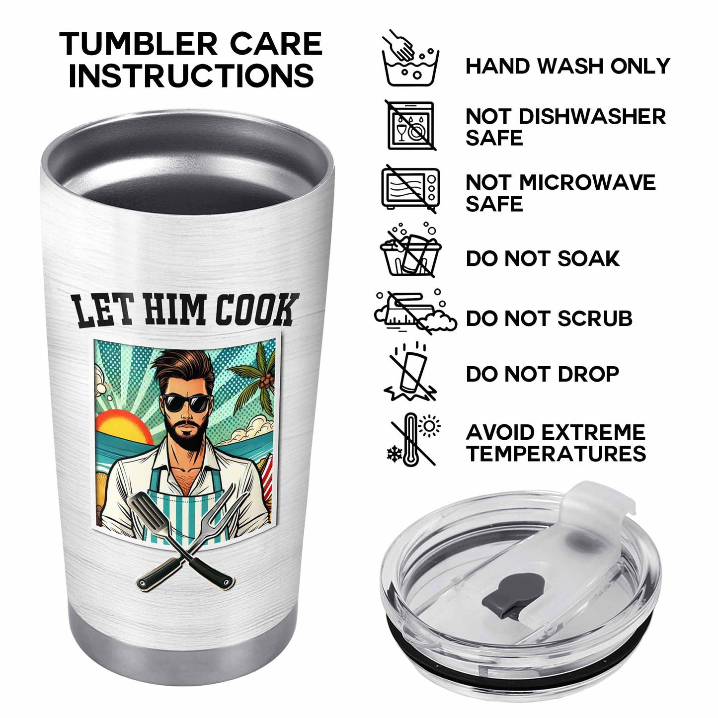 Let Him Cook - Personalized Custom Stainless Steel Tumbler 20oz 30oz - TB_FM19