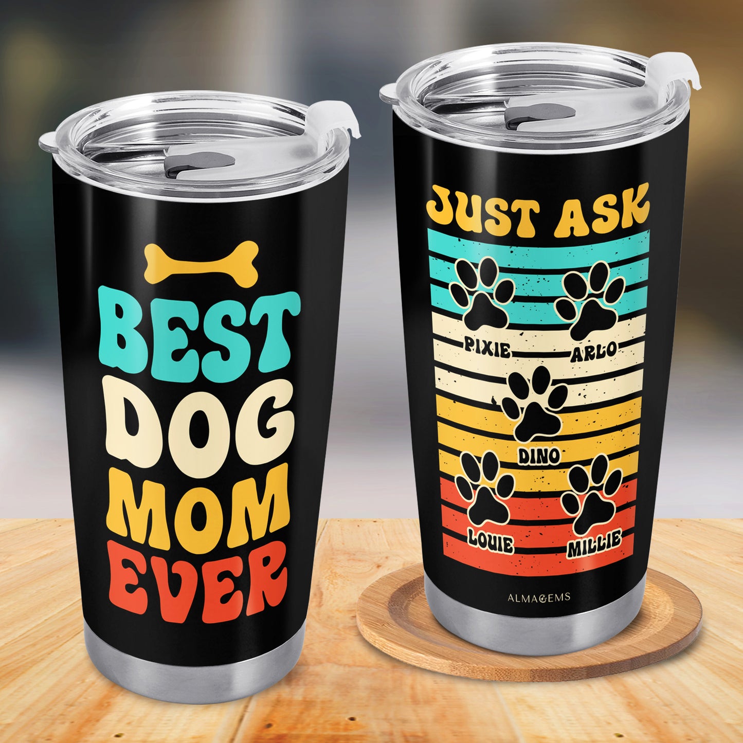 Meilleure maman de chien au monde - Gobelet personnalisé en acier inoxydable 20 oz 30 oz - TB_LL03