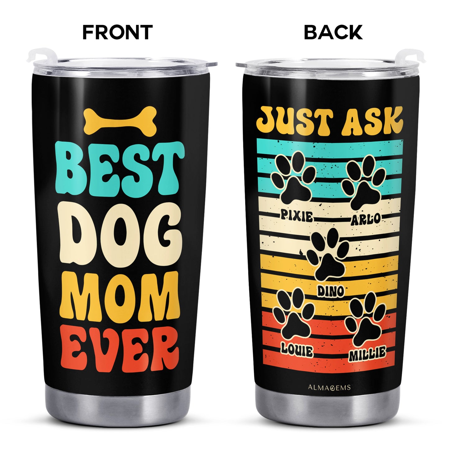 Meilleure maman de chien au monde - Gobelet personnalisé en acier inoxydable 20 oz 30 oz - TB_LL03